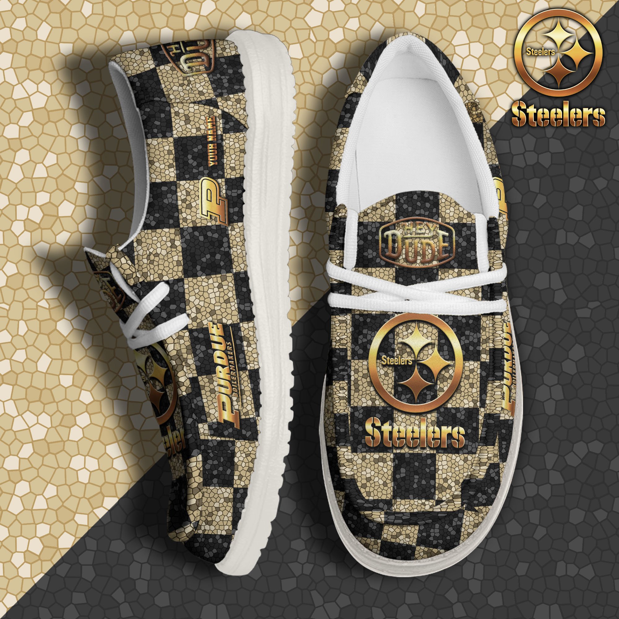 JWFancy Purdue Boilermakers Hey Dude Shoes Wally Men's Lace Up Loafers Comfortable For Men And Women