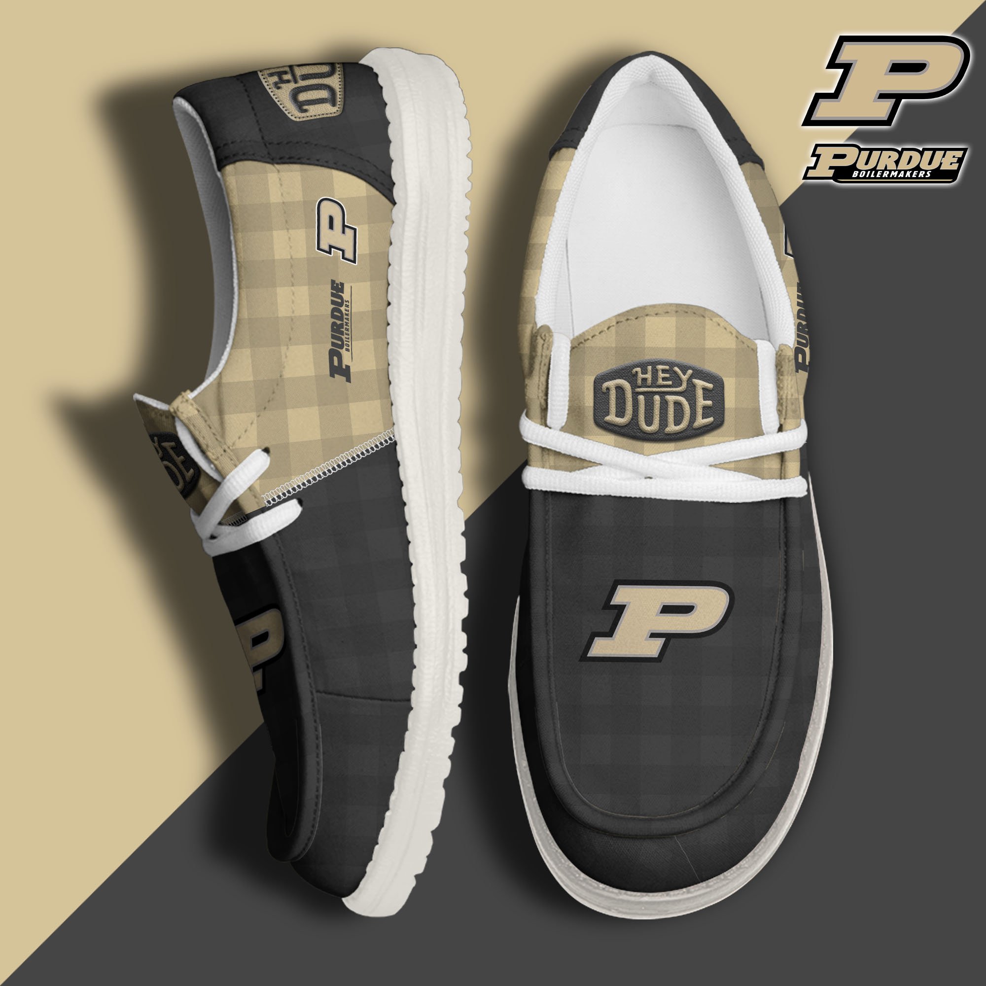 JWFancy Purdue Boilermakers Hey Dude Shoes Wally Men's Lace Up Loafers Comfortable For Men And Women