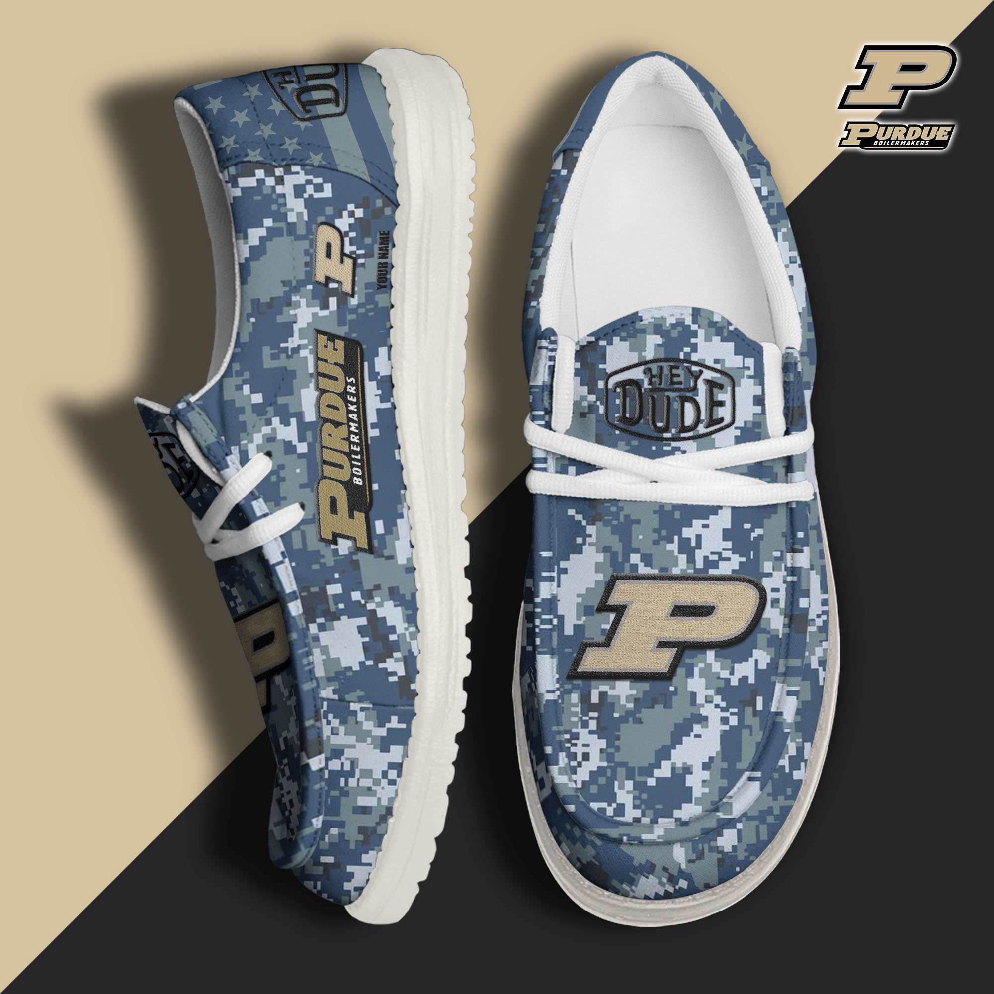 JWFancy Purdue Boilermakers Hey Dude Shoes Wally Men's Lace Up Loafers Comfortable For Men And Women