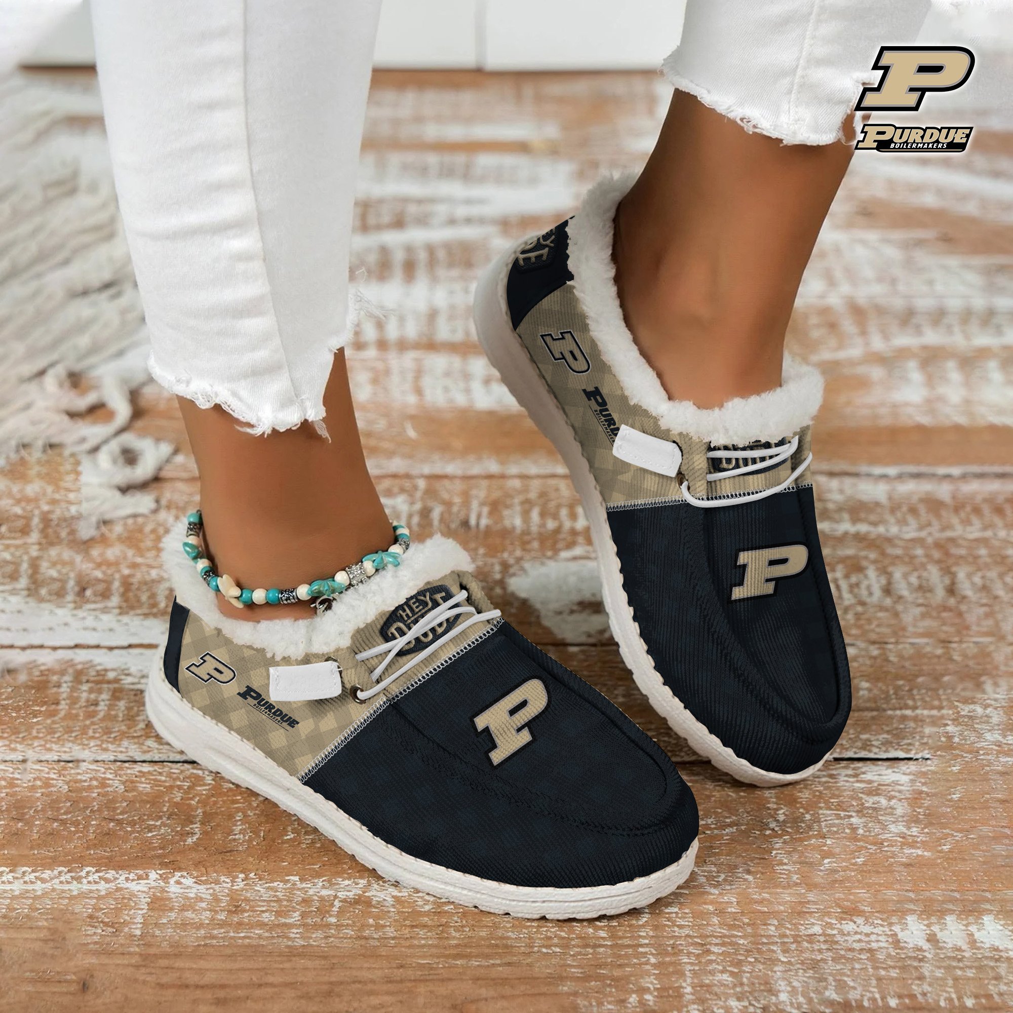 JWFancy Purdue Boilermakers Hey Dude Shoes Wally Men's Lace Up Loafers Comfortable For Men And Women