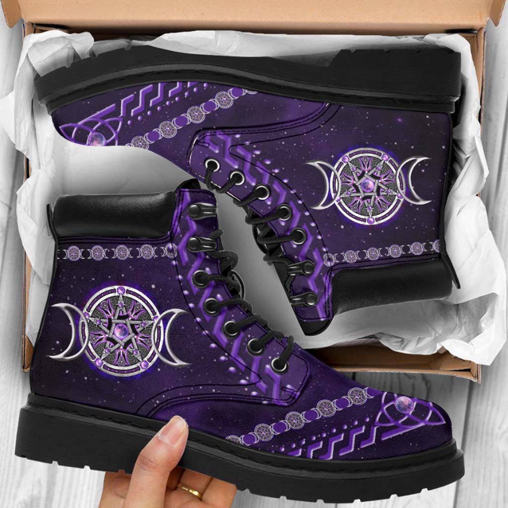 JWFancy Purple Triple Moon Witch Boots Shoes For Men And Women