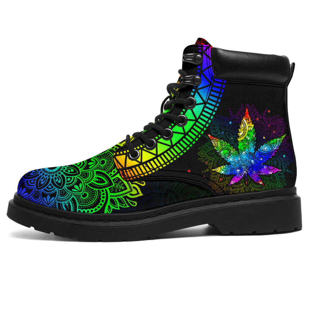 JWFancy Rainbow Leaf - Weed Boots Shoes For Men And Women