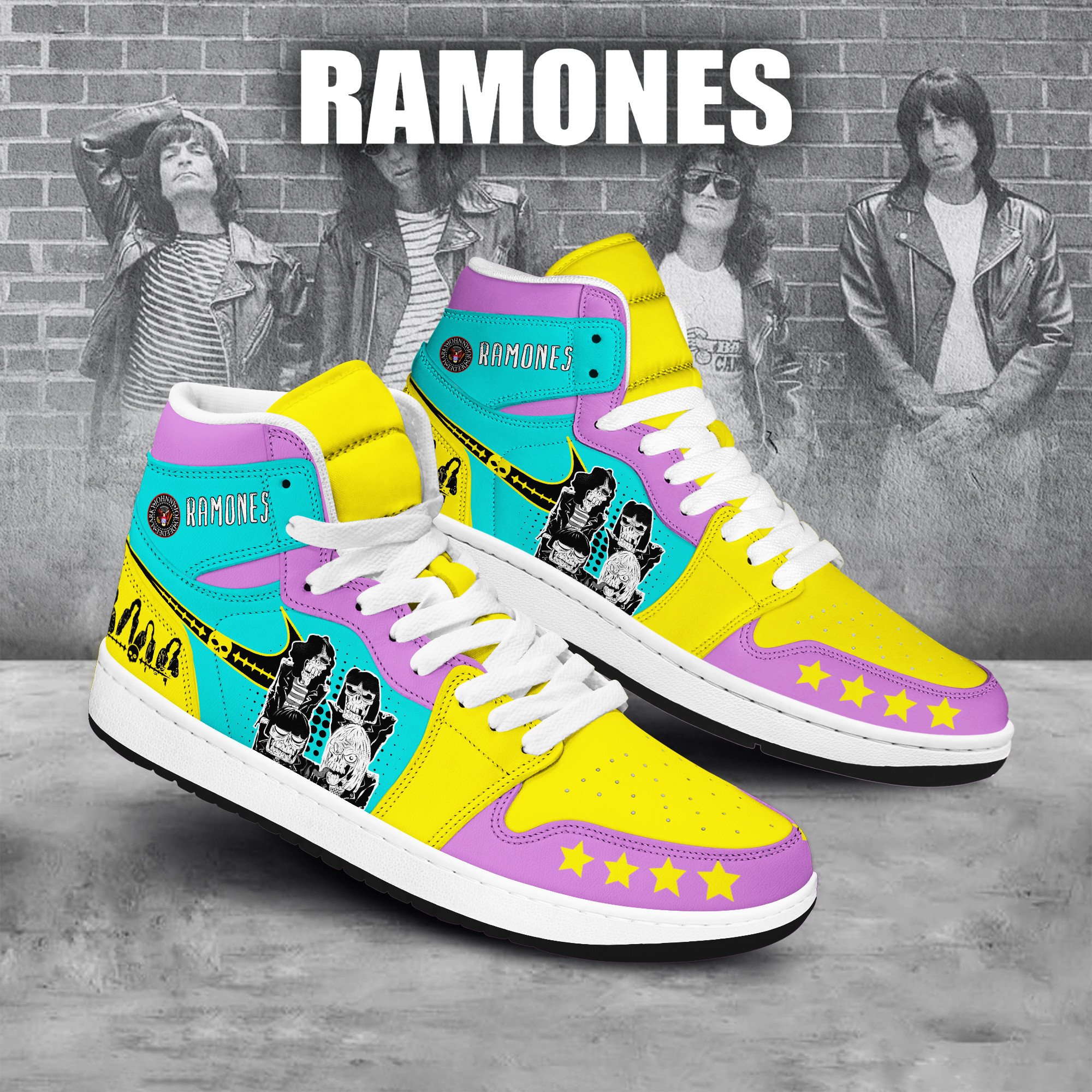 JWFancy Ramones AJ1 High Sneakers Shoes For Men And Women