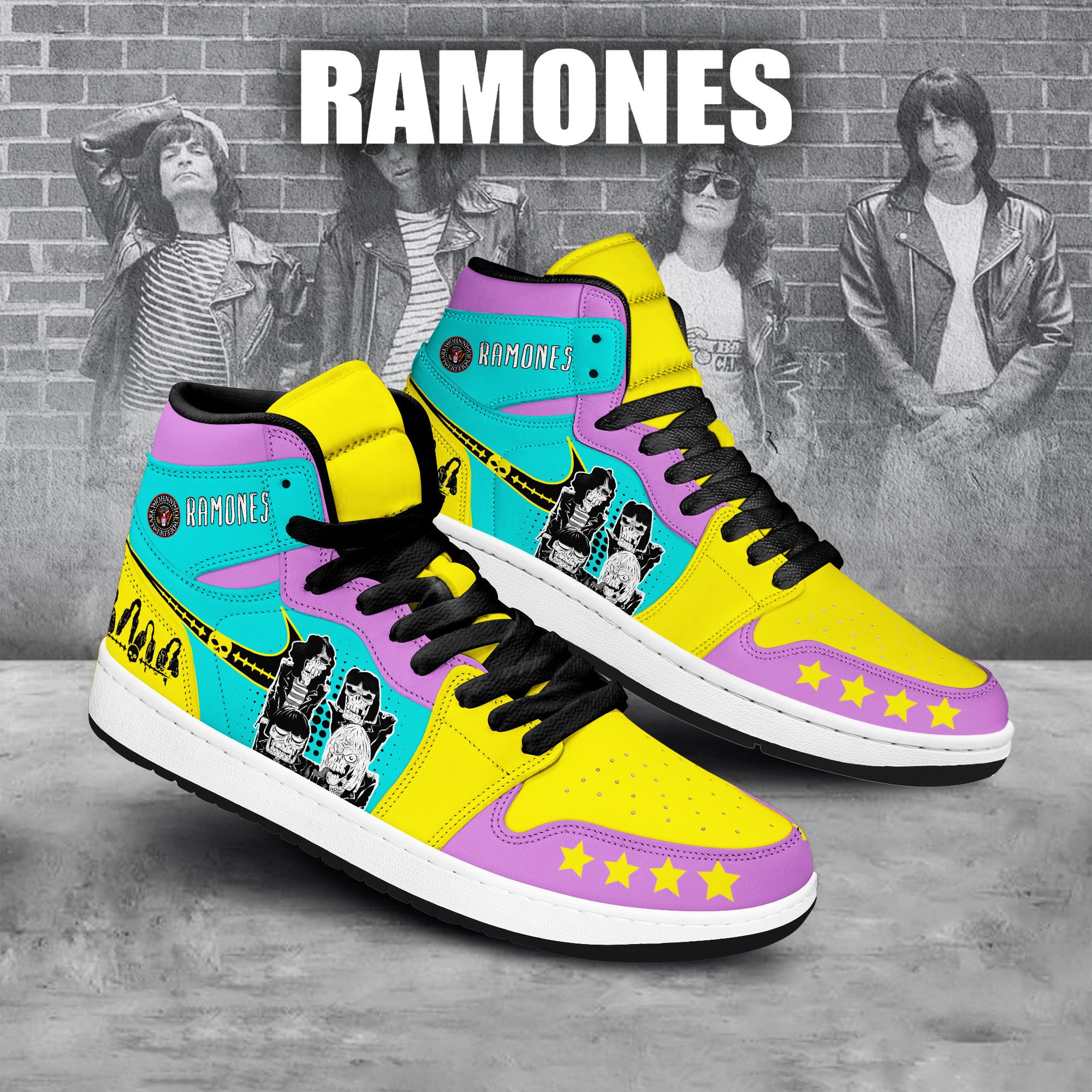 JWFancy Ramones AJ1 High Sneakers Shoes For Men And Women