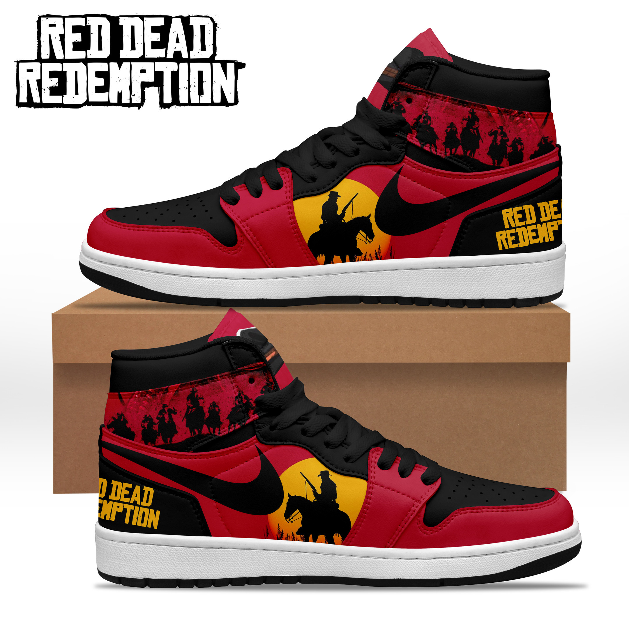 JWFancy Red Dead Redemption AJ1 High Sneakers Shoes For Men And Women