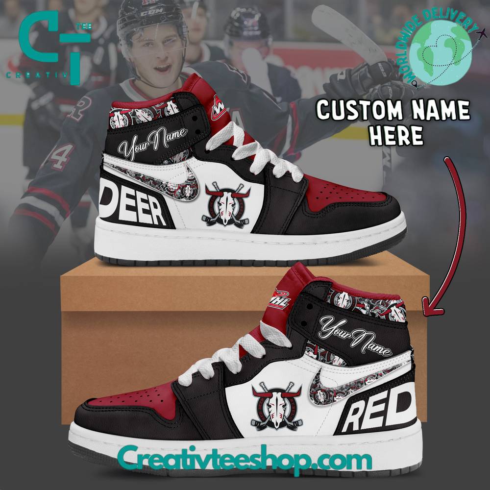 JWFancy Red Deer Rebels AJ1 High Sneakers Shoes For Men And Women