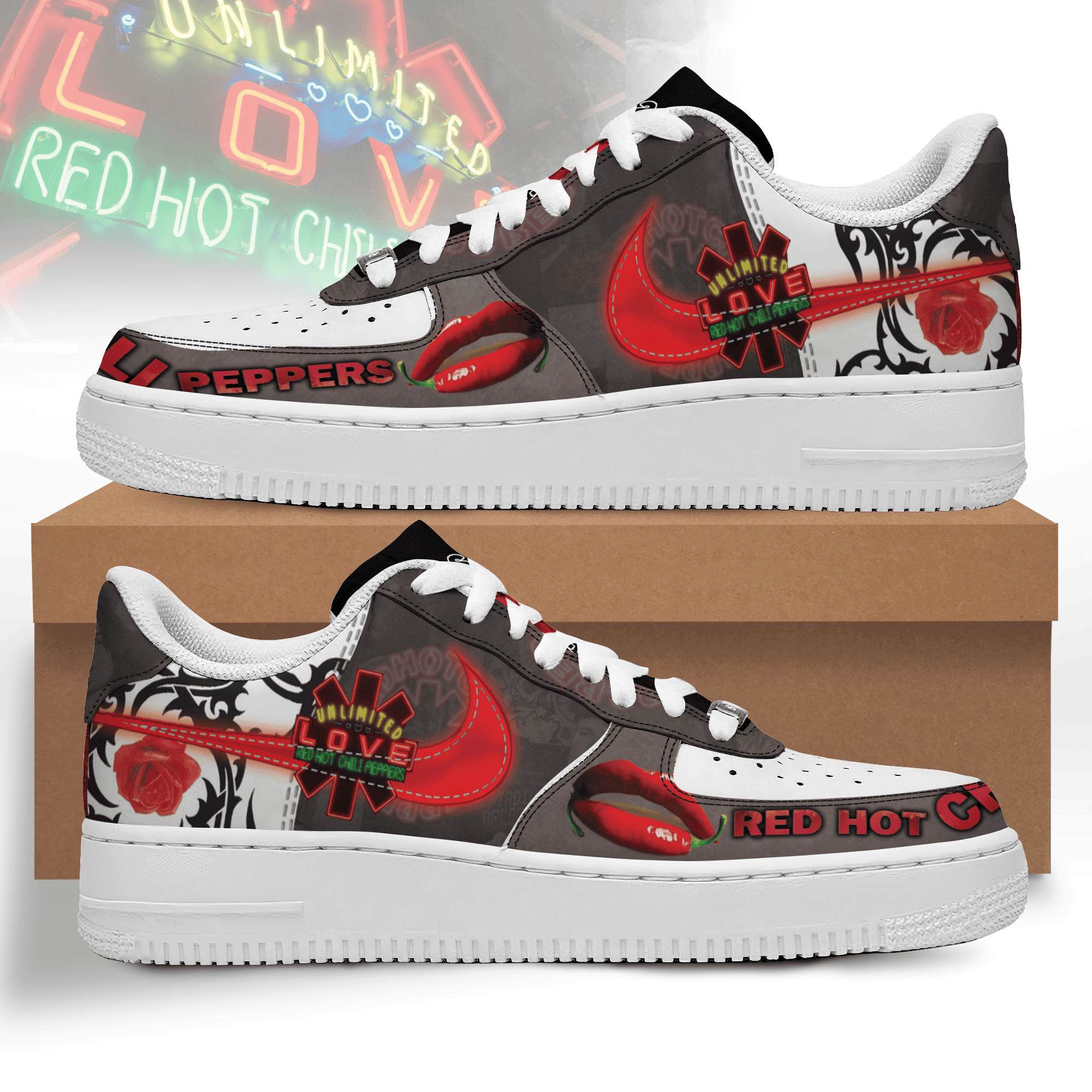 JWFancy Red Hot Chili Peppers Air Low-Top Sneakers Shoes For Men And Women