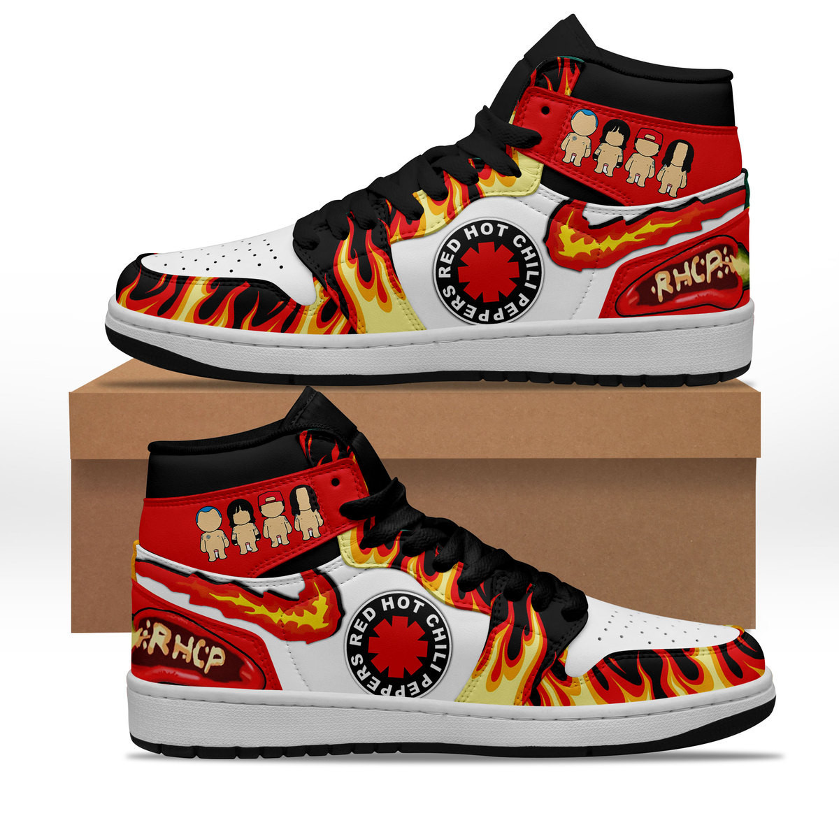 JWFancy Red Hot Chili Peppers AJ1 High Sneakers Shoes For Men And Women