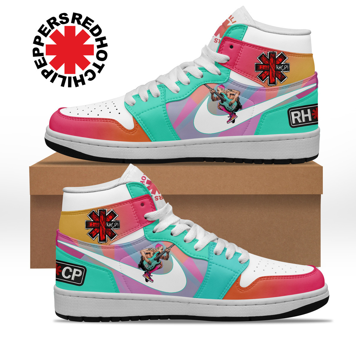 JWFancy Red Hot Chili Peppers AJ1 High Sneakers Shoes For Men And Women