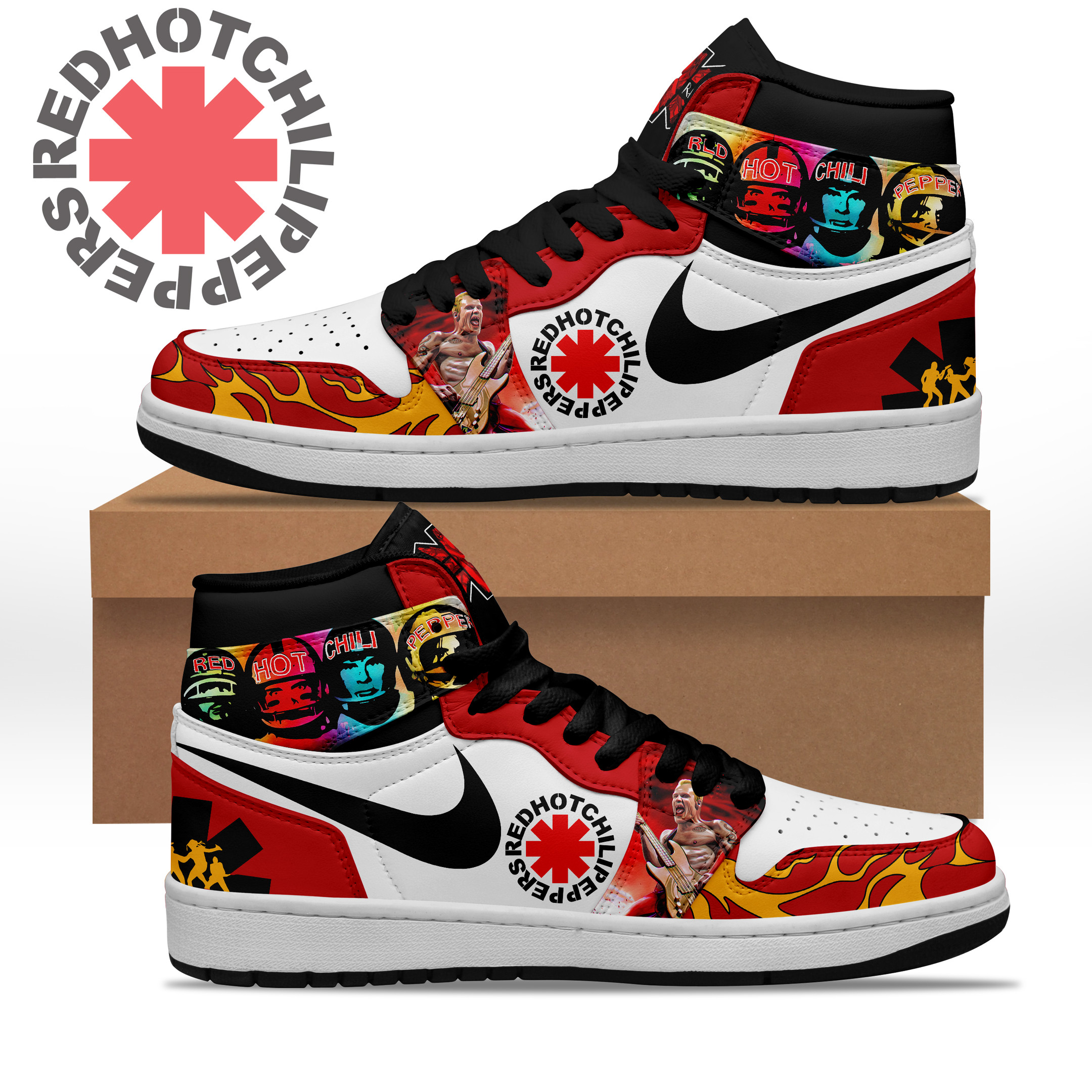 JWFancy Red Hot Chili Peppers AJ1 High Sneakers Shoes For Men And Women