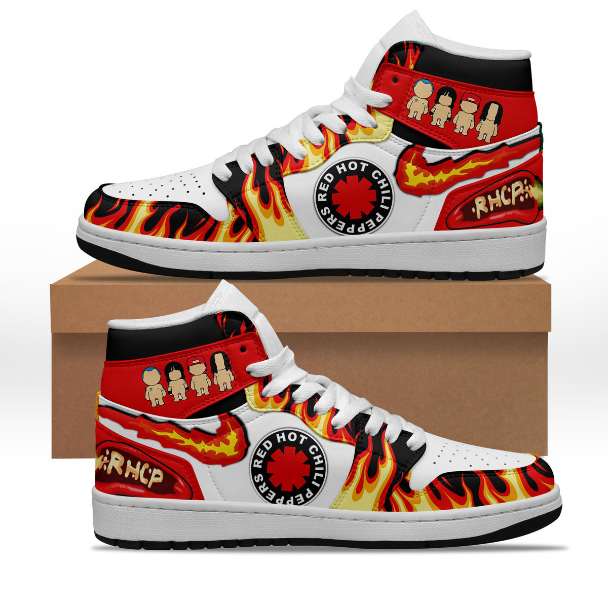 JWFancy Red Hot Chili Peppers AJ1 High Sneakers Shoes For Men And Women
