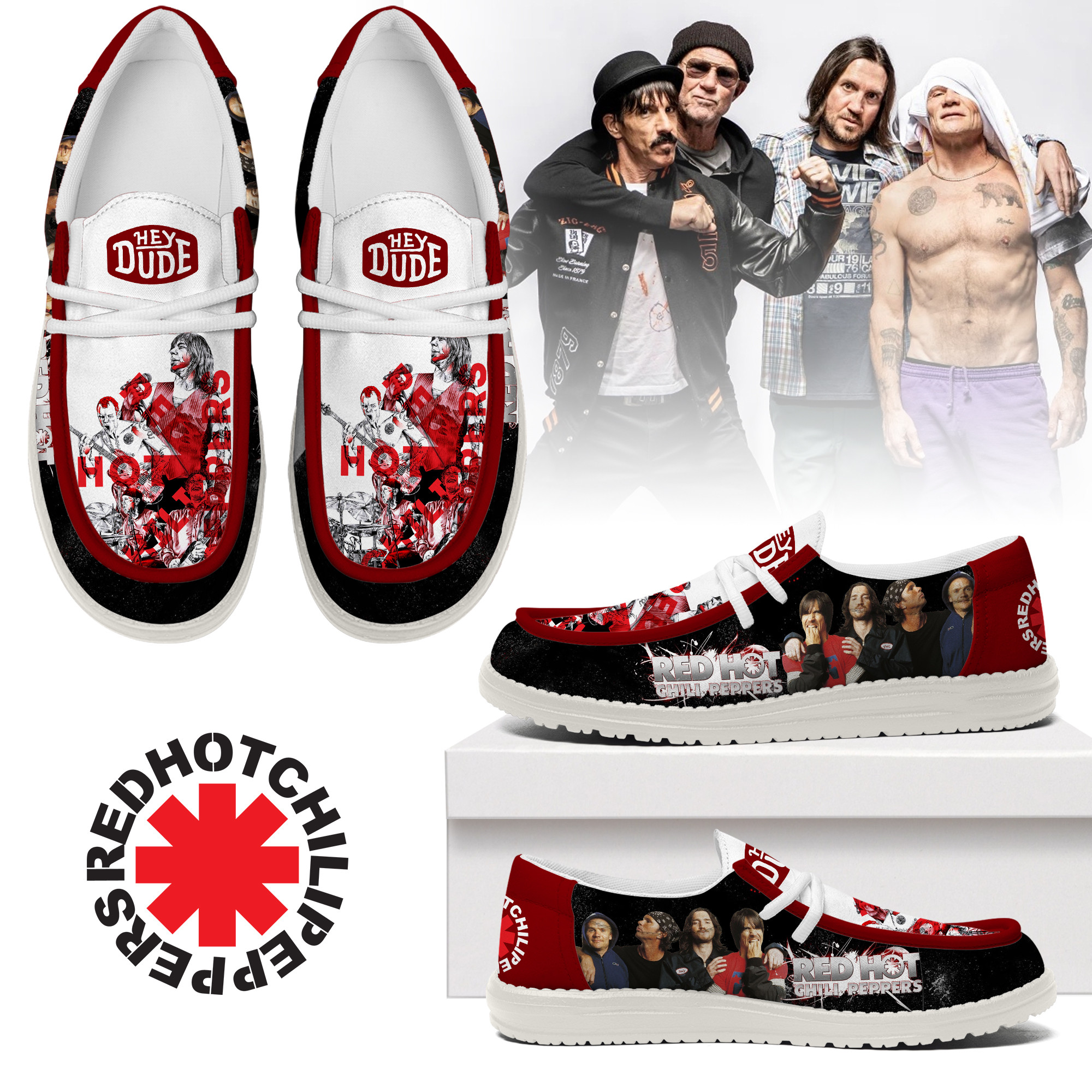 JWFancy Red Hot Chili Peppers – Custom Name Hey Dude