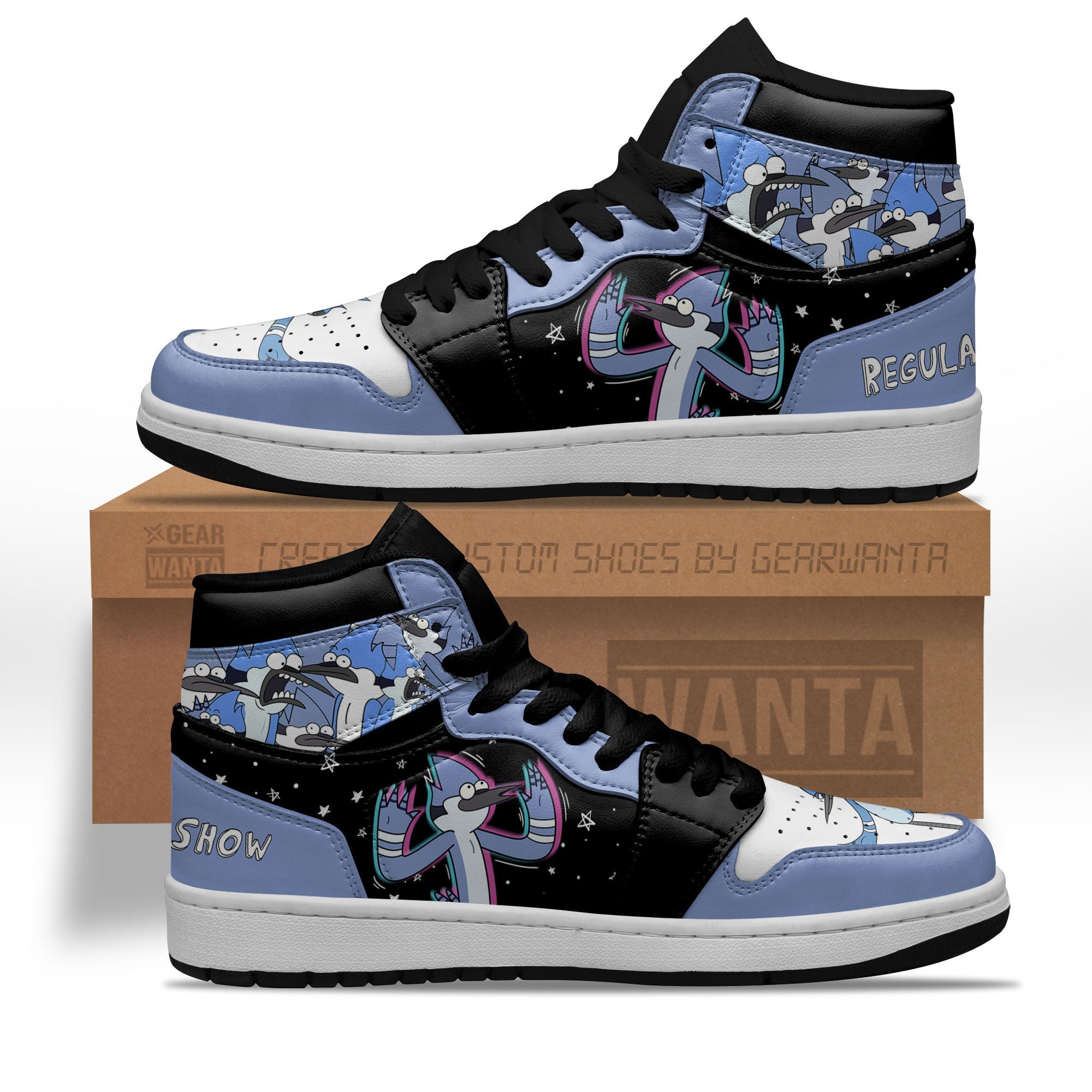 JWFancy Regular Show Mordecai AJ1 High Sneakers Shoes For Men And Women