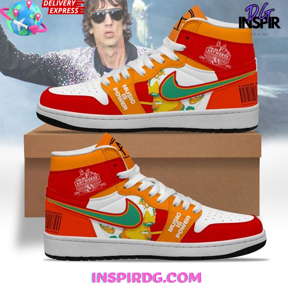 JWFancy Richard Ashcroft Music is Power AJ1 High Sneakers Shoes For Men And Women