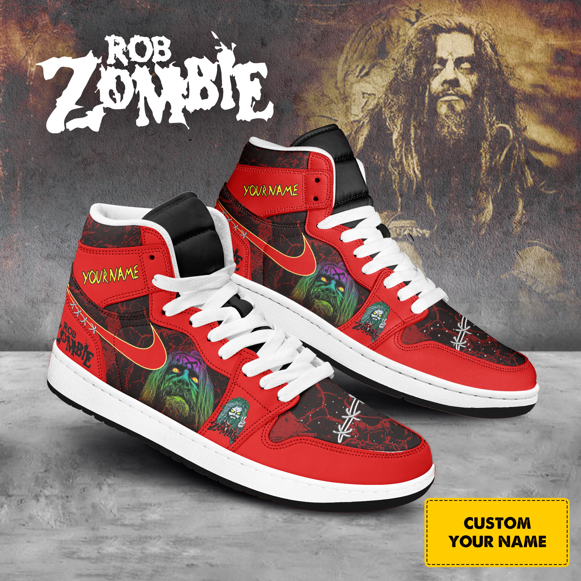 JWFancy Rob Zombie AJ1 High Sneakers Shoes For Men And Women