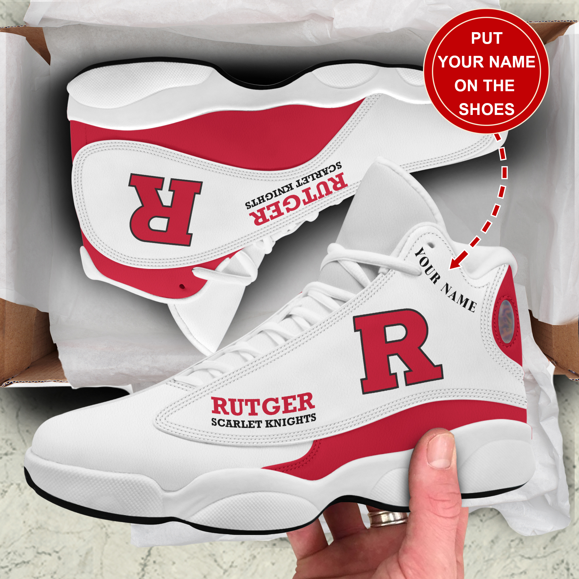 JWFancy Rutgers Scarlet Knights AJ13 Sneakers Shoes For Men And Women
