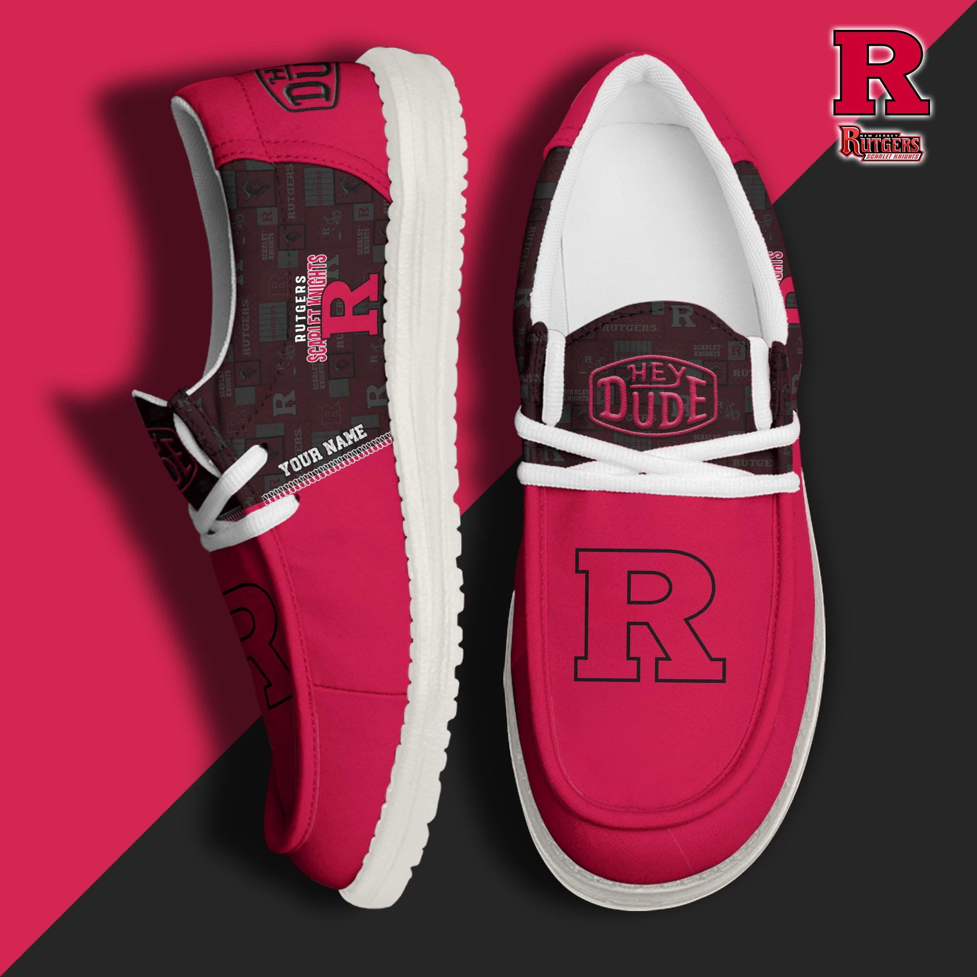 JWFancy Rutgers Scarlet Knights Hey Dude Shoes Wally Men's Lace Up Loafers Comfortable For Men And Women