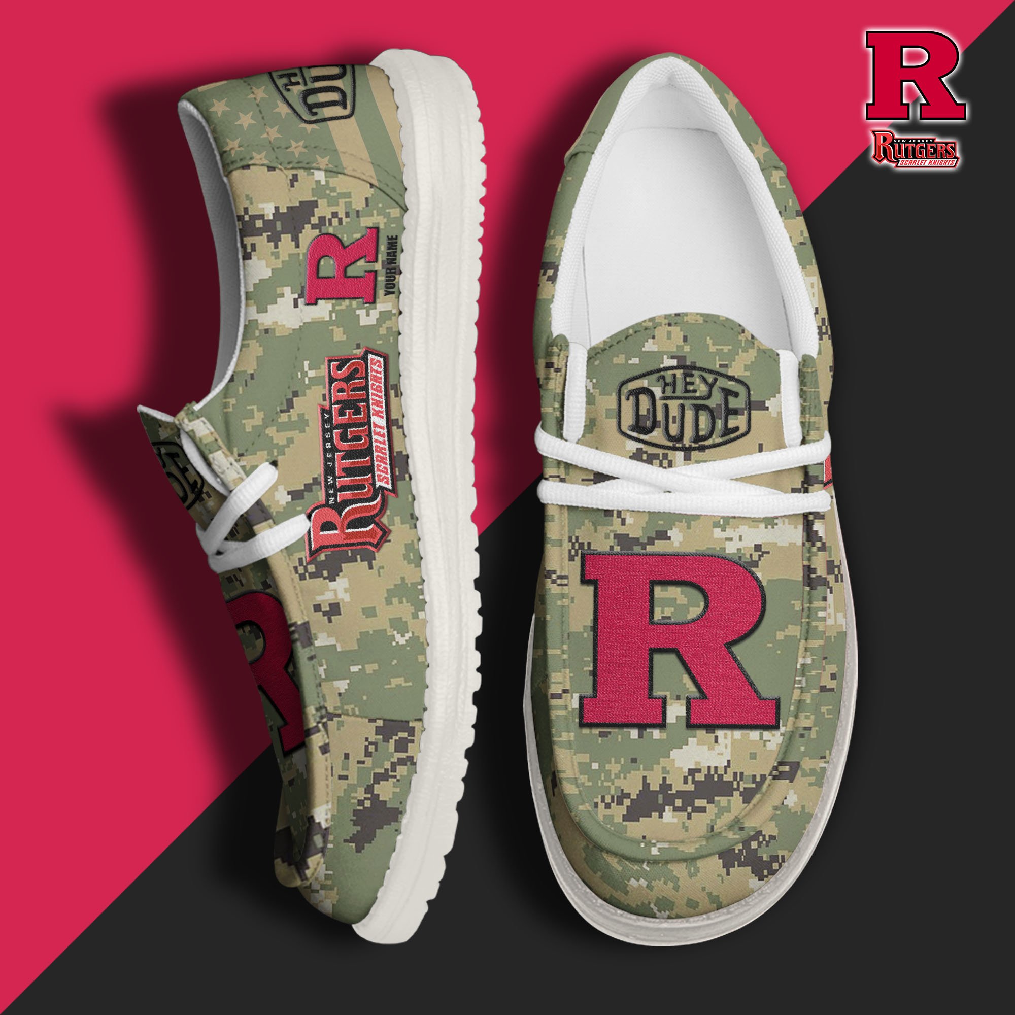 JWFancy Rutgers Scarlet Knights Hey Dude Shoes Wally Men's Lace Up Loafers Comfortable For Men And Women