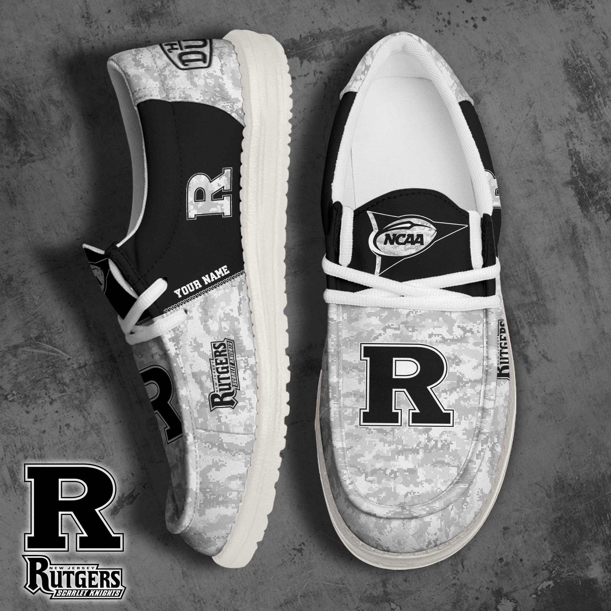 JWFancy Rutgers Scarlet Knights Hey Dude Shoes Wally Men's Lace Up Loafers Comfortable For Men And Women