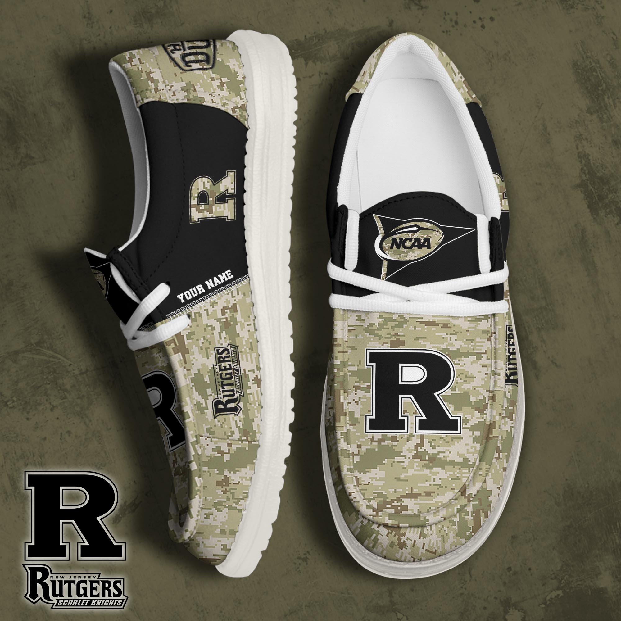 JWFancy Rutgers Scarlet Knights Hey Dude Shoes Wally Men's Lace Up Loafers Comfortable For Men And Women