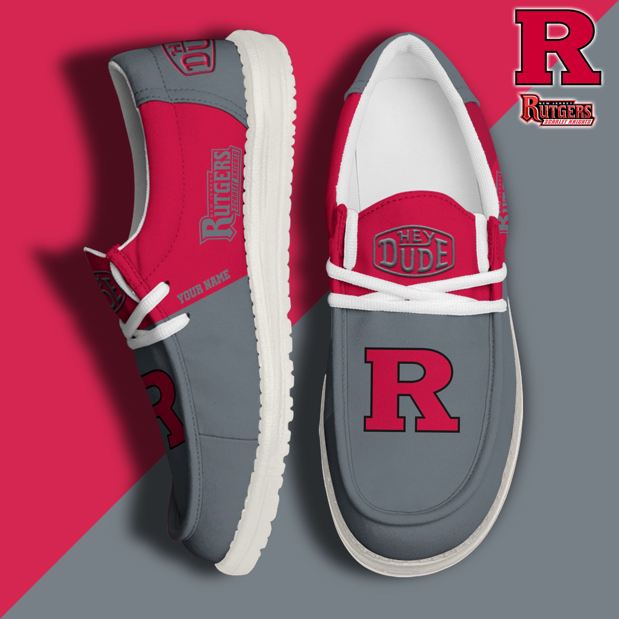 JWFancy Rutgers Scarlet Knights Hey Dude Shoes Wally Men's Lace Up Loafers Comfortable For Men And Women
