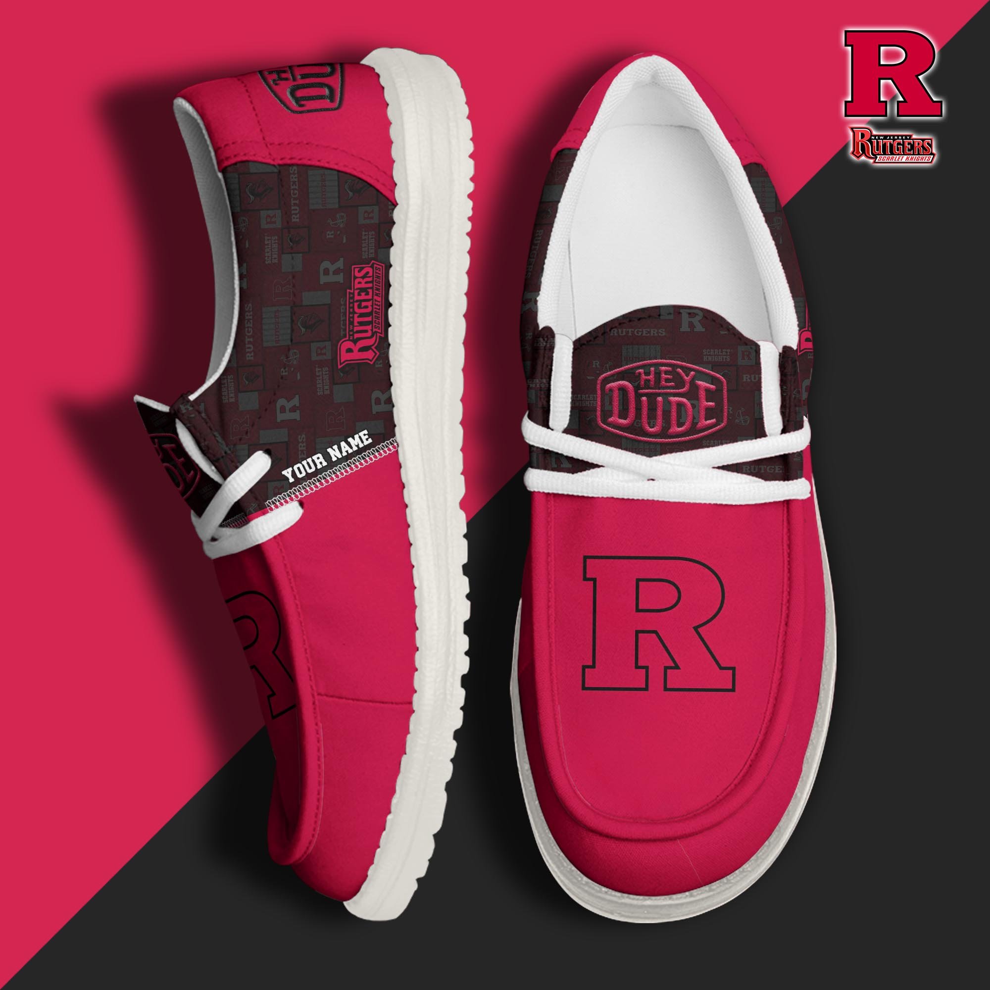 JWFancy Rutgers Scarlet Knights Hey Dude Shoes Wally Men's Lace Up Loafers Comfortable For Men And Women