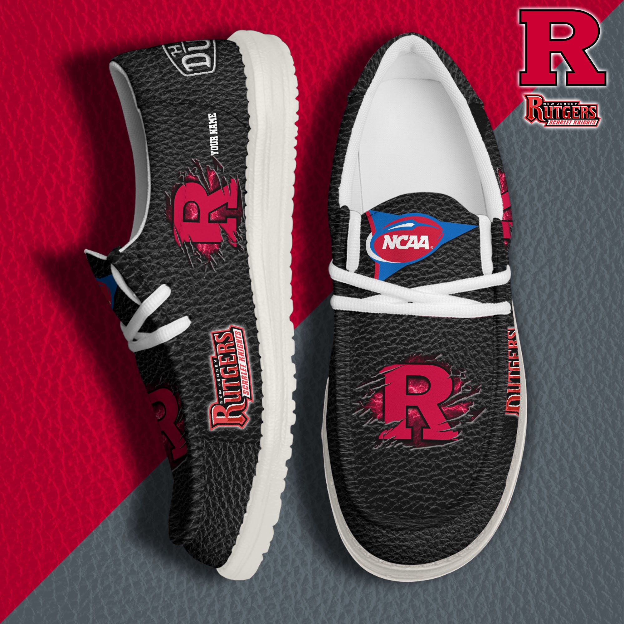 JWFancy Rutgers Scarlet Knights Hey Dude Shoes Wally Men's Lace Up Loafers Comfortable For Men And Women
