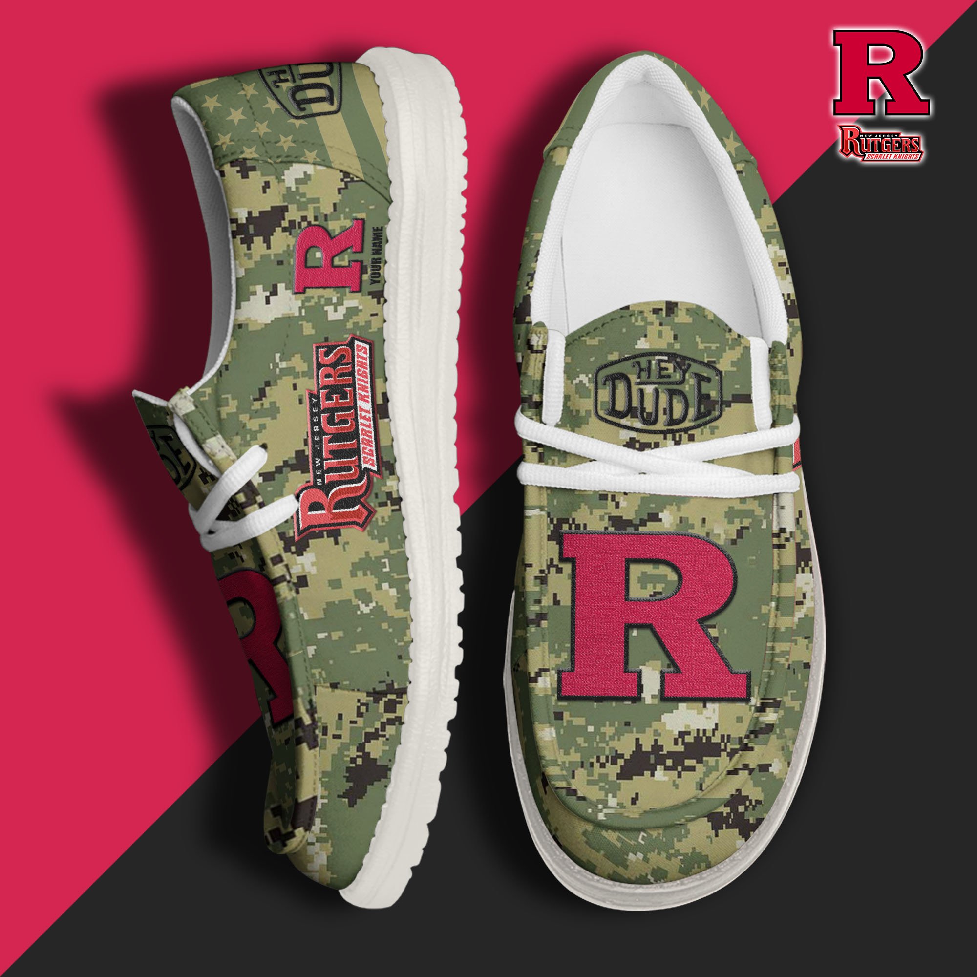 JWFancy Rutgers Scarlet Knights Hey Dude Shoes Wally Men's Lace Up Loafers Comfortable For Men And Women