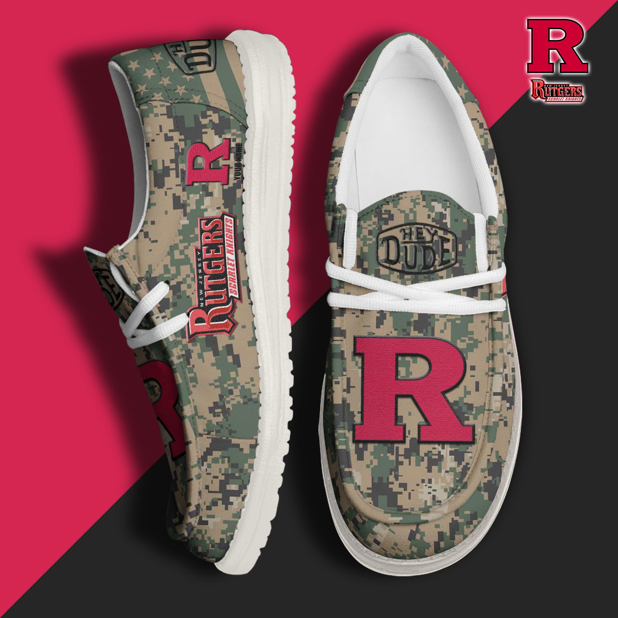 JWFancy Rutgers Scarlet Knights Hey Dude Shoes Wally Men's Lace Up Loafers Comfortable For Men And Women