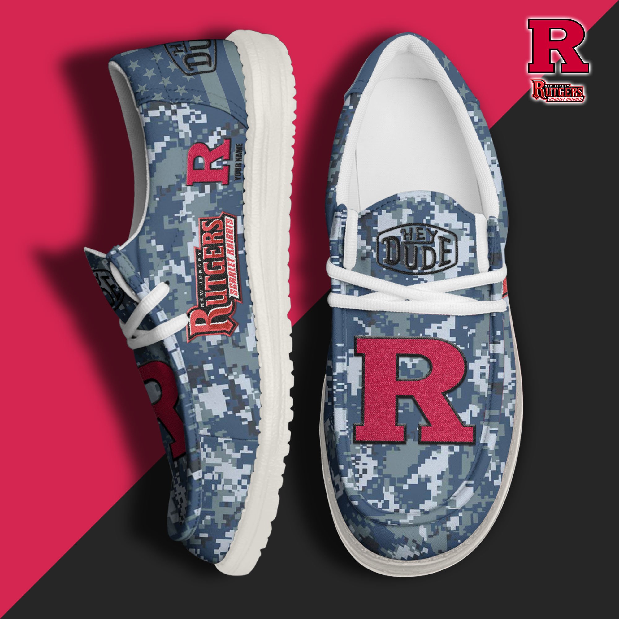JWFancy Rutgers Scarlet Knights Hey Dude Shoes Wally Men's Lace Up Loafers Comfortable For Men And Women