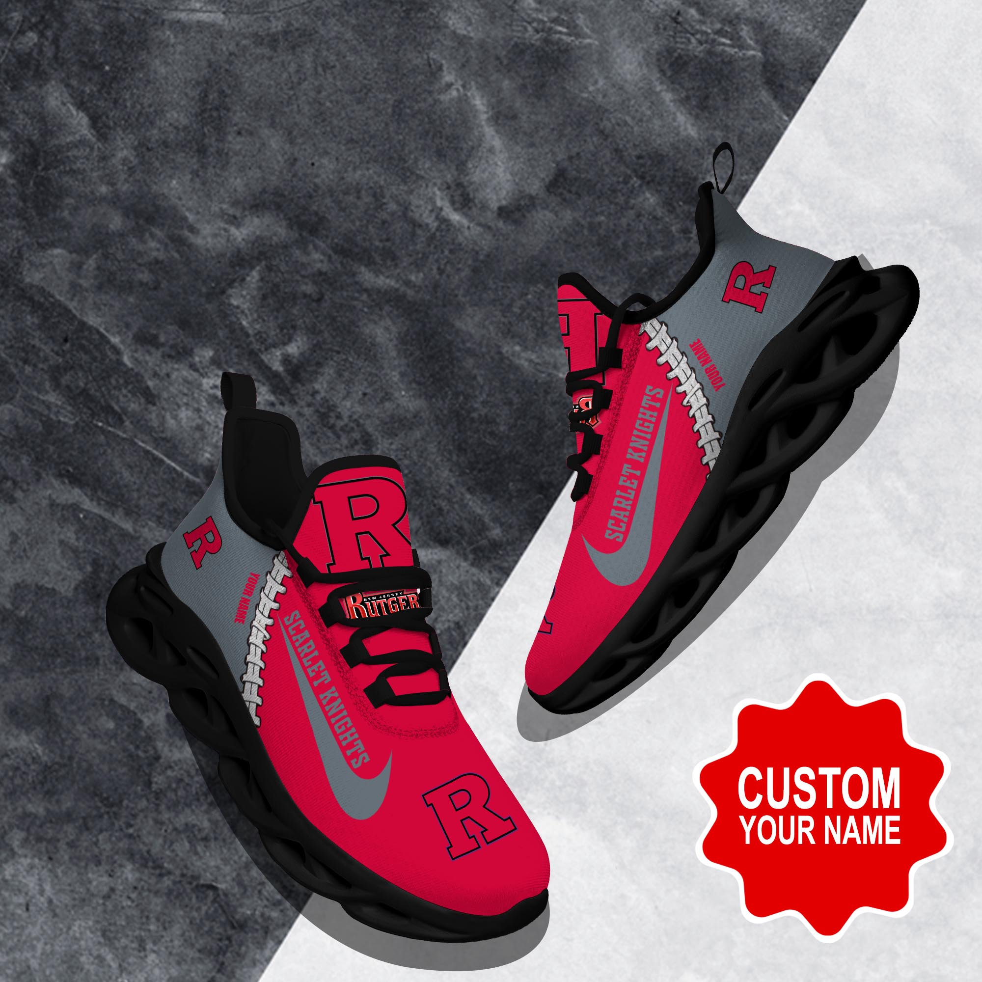 JWFancy Rutgers Scarlet Knights Max Soul Shoes Sneakers For Men And Women