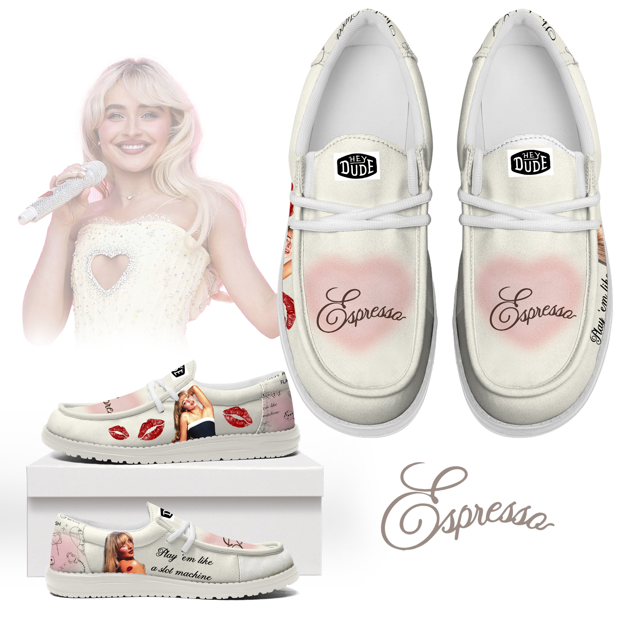 JWFancy Sabrina Carpenter Hey Dude Shoes Wally Men's Lace Up Loafers Comfortable For Men And Women