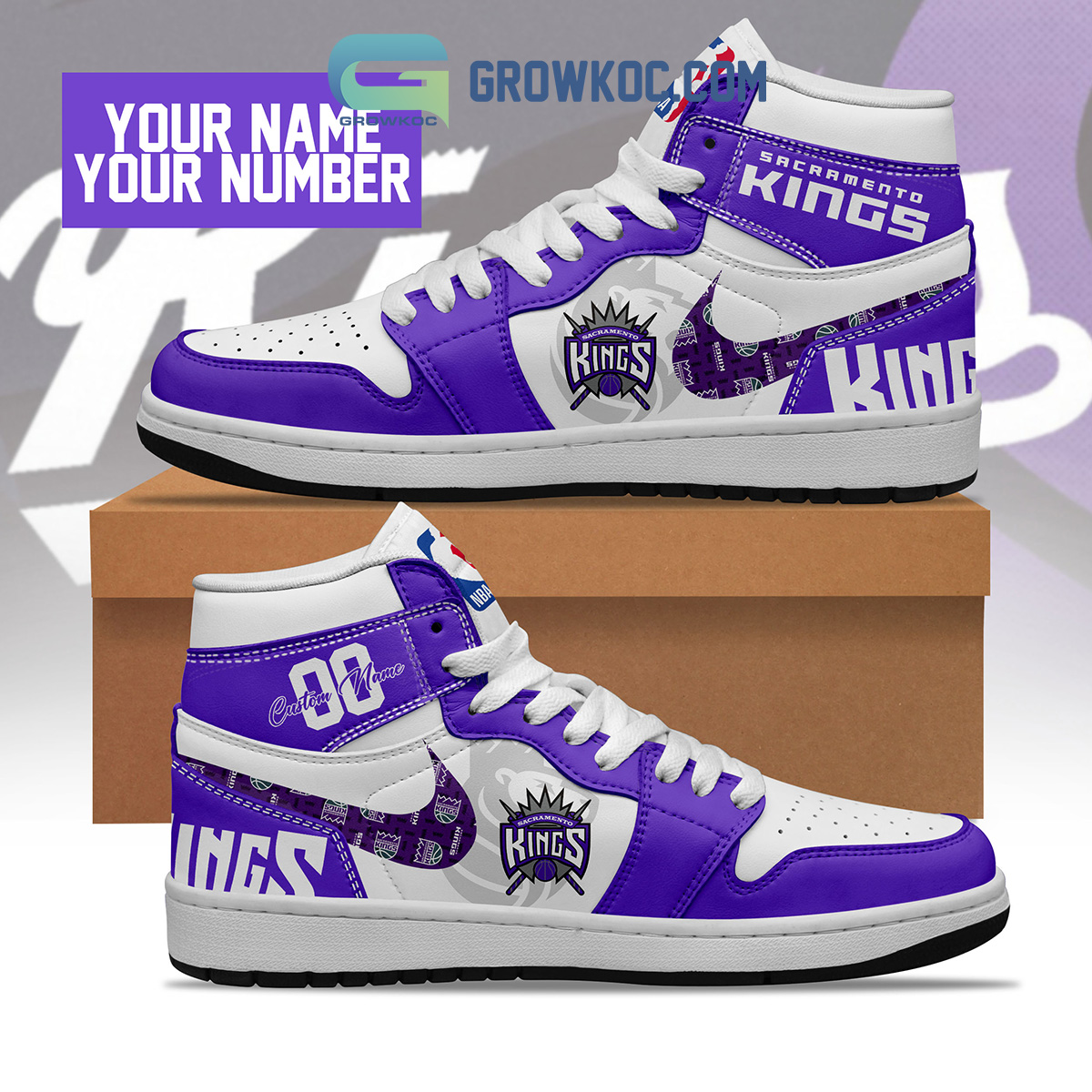 JWFancy Sacramento Kings AJ1 High Sneakers Shoes For Men And Women