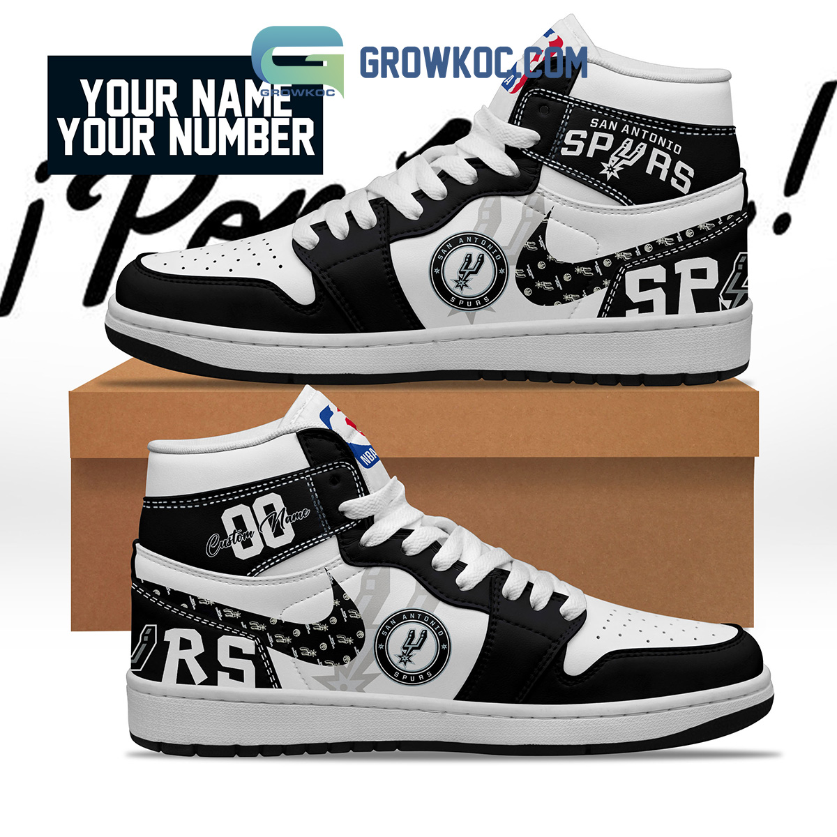 JWFancy San Antonio Spurs AJ1 High Sneakers Shoes For Men And Women
