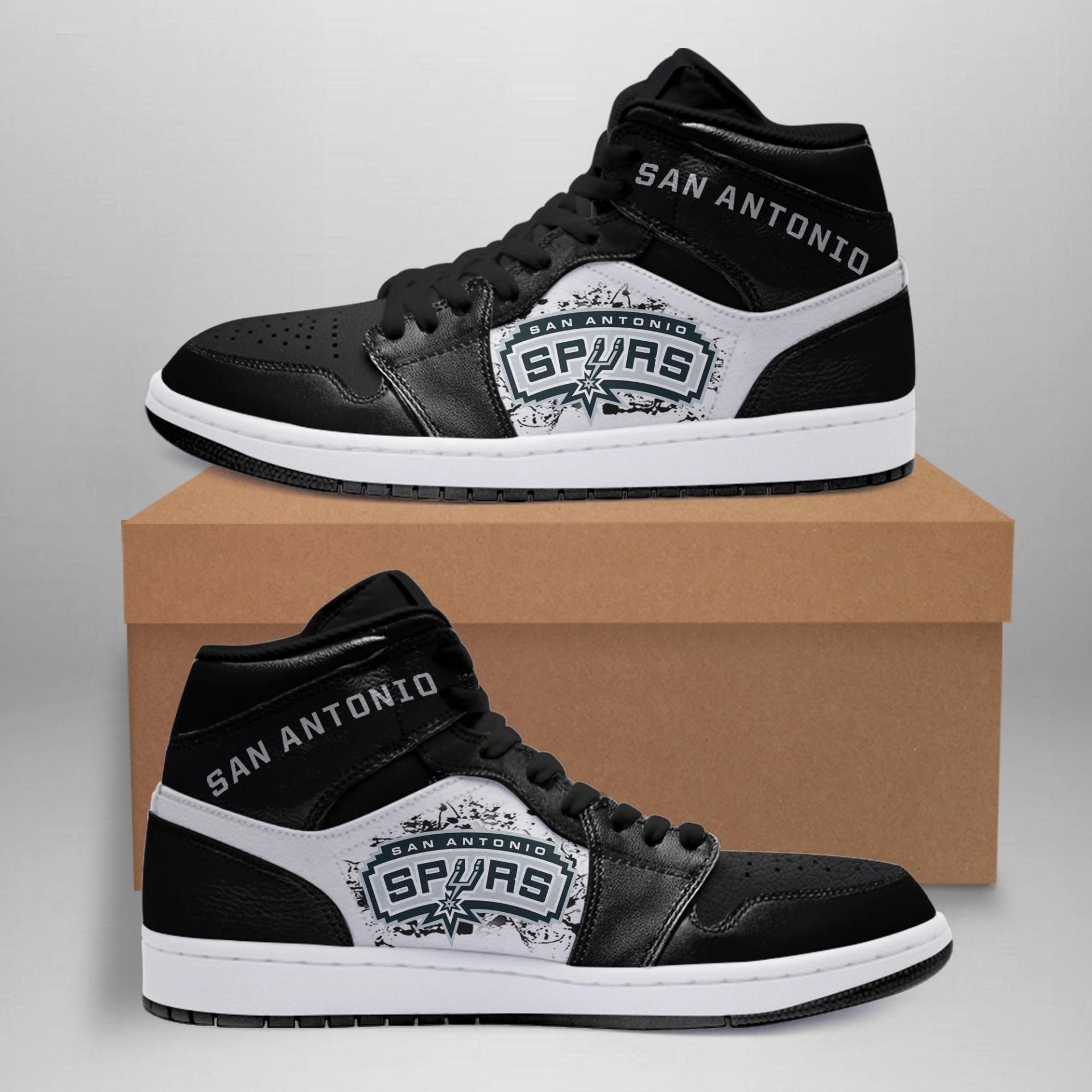 JWFancy San Antonio Spurs NBA AJ1 High Sneakers Shoes For Men And Women