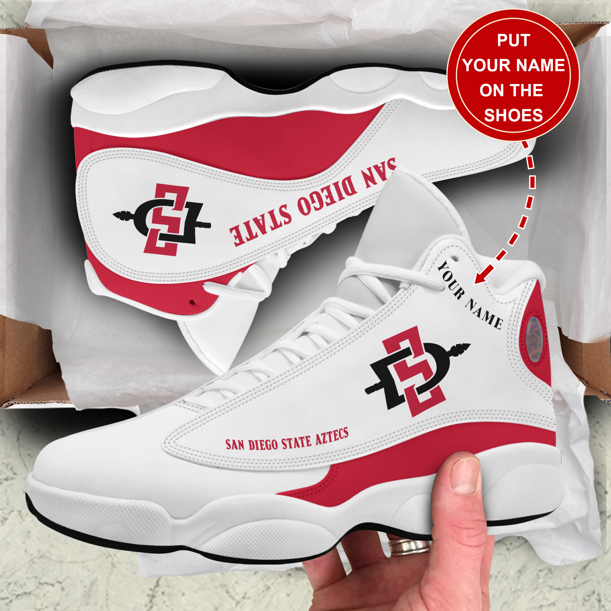 JWFancy San Diego State Aztecs AJ13 Sneakers Shoes For Men And Women