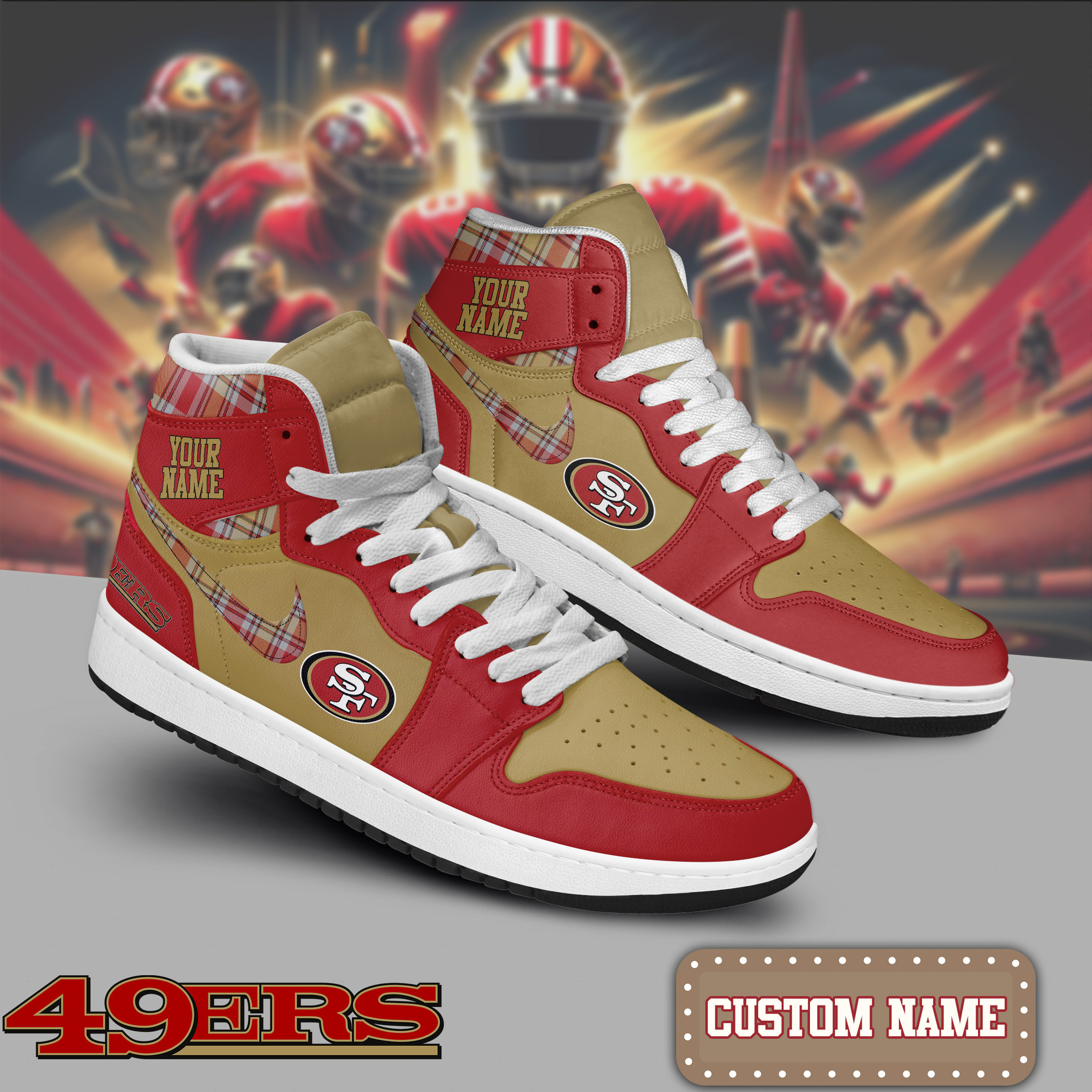 JWFancy San Francisco 49ers AJ1 High Sneakers Shoes For Men And Women