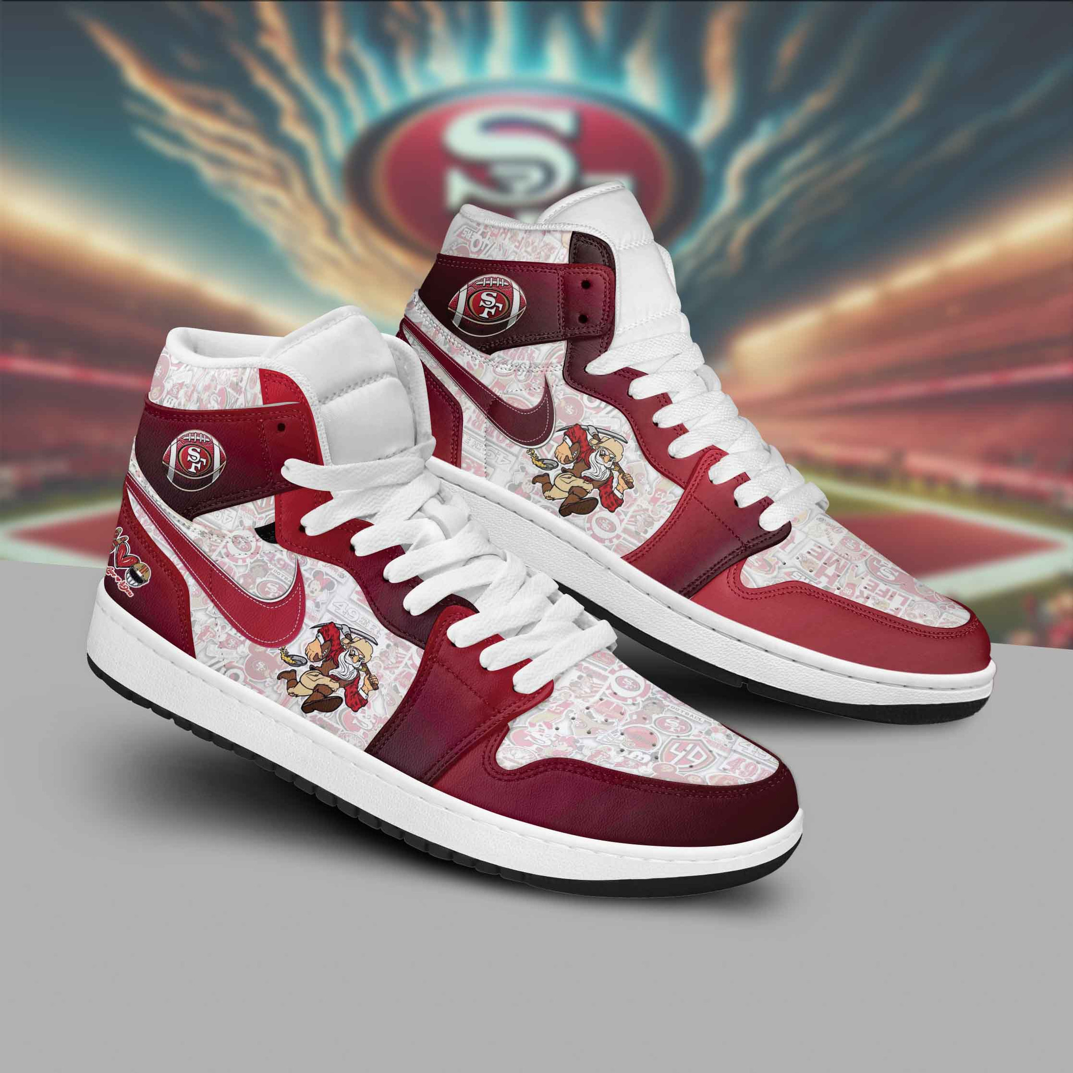 JWFancy San Francisco 49ers AJ1 High Sneakers Shoes For Men And Women