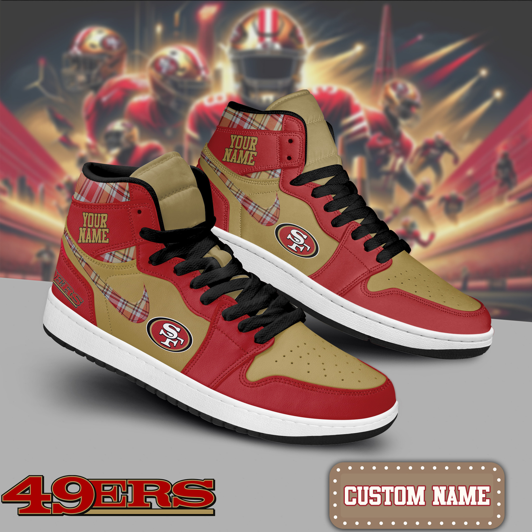 JWFancy San Francisco 49ers AJ1 High Sneakers Shoes For Men And Women