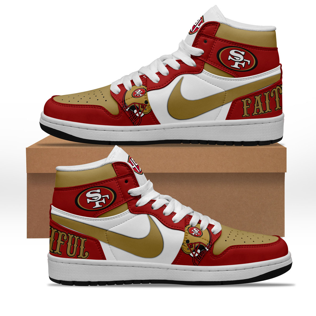 JWFancy San Francisco 49ers AJ1 High Sneakers Shoes For Men And Women