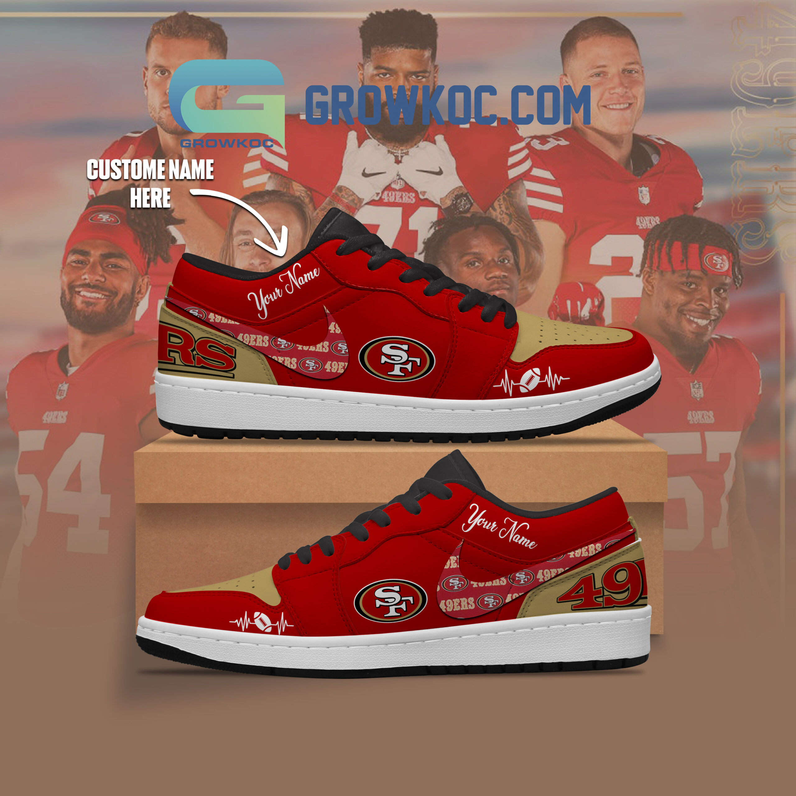 JWFancy San Francisco 49ers AJ1 Low Sneakers Shoes For Men And Women