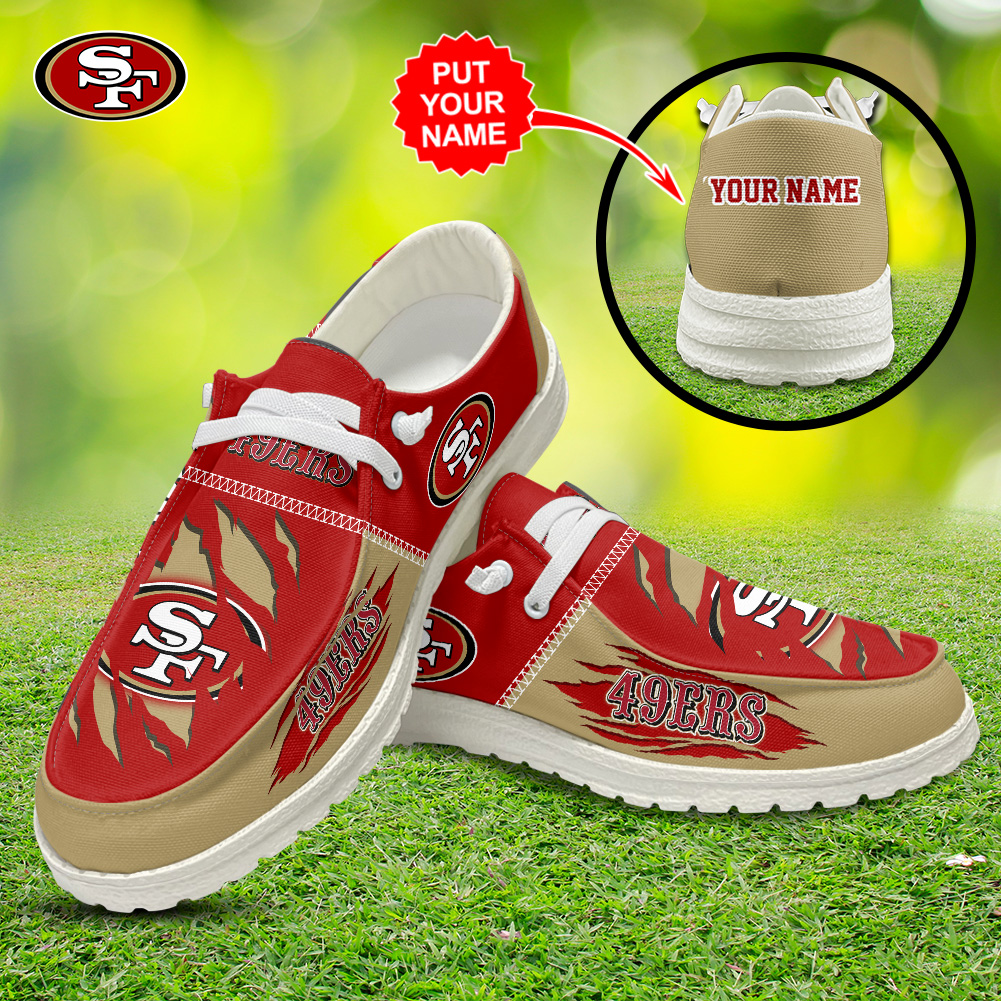 JWFancy San Francisco 49ers Hey Dude Shoes Wally Men's Lace Up Loafers Comfortable For Men And Women
