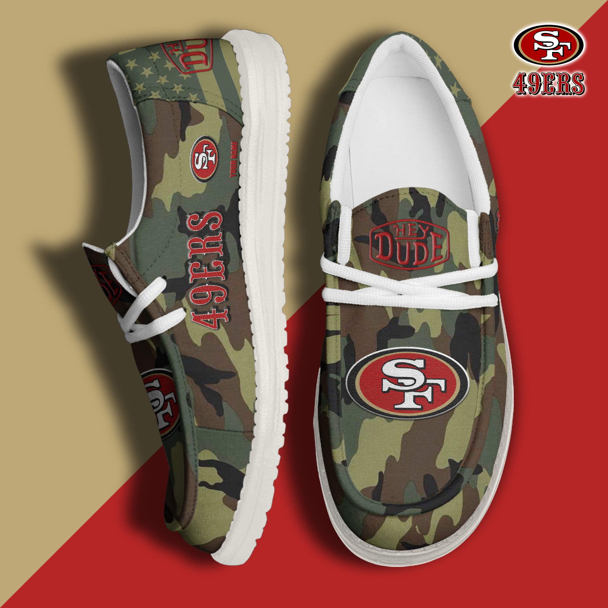 JWFancy San Francisco 49ers Hey Dude Shoes Wally Men's Lace Up Loafers Comfortable For Men And Women
