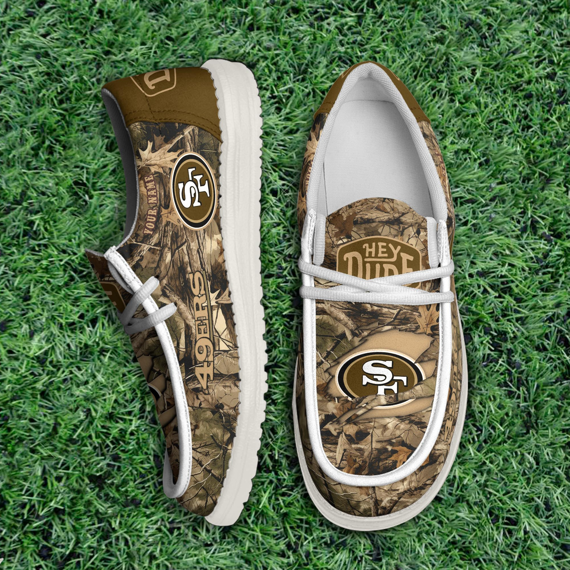 JWFancy San Francisco 49ers Hey Dude Shoes Wally Men's Lace Up Loafers Comfortable For Men And Women