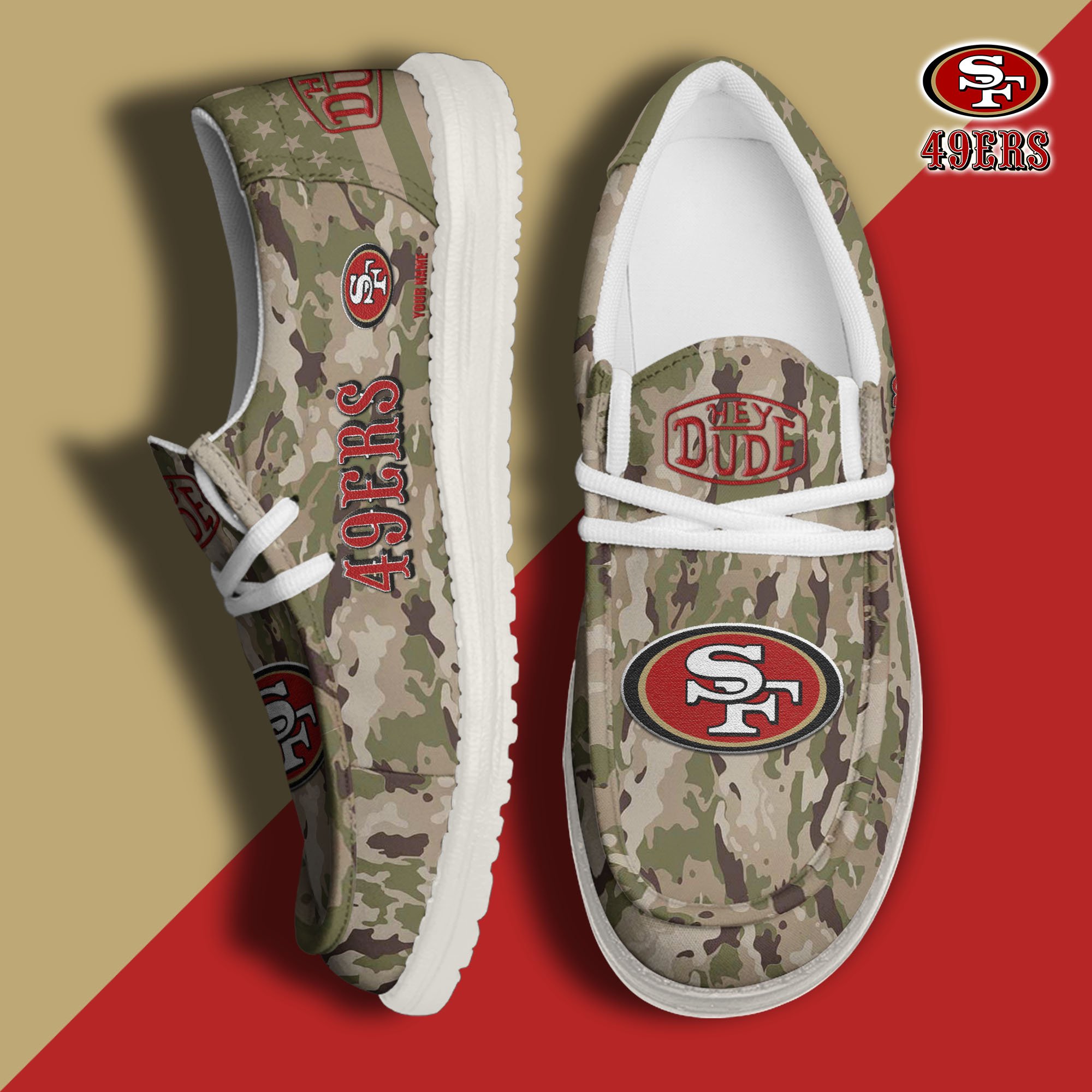 JWFancy San Francisco 49ers Hey Dude Shoes Wally Men's Lace Up Loafers Comfortable For Men And Women