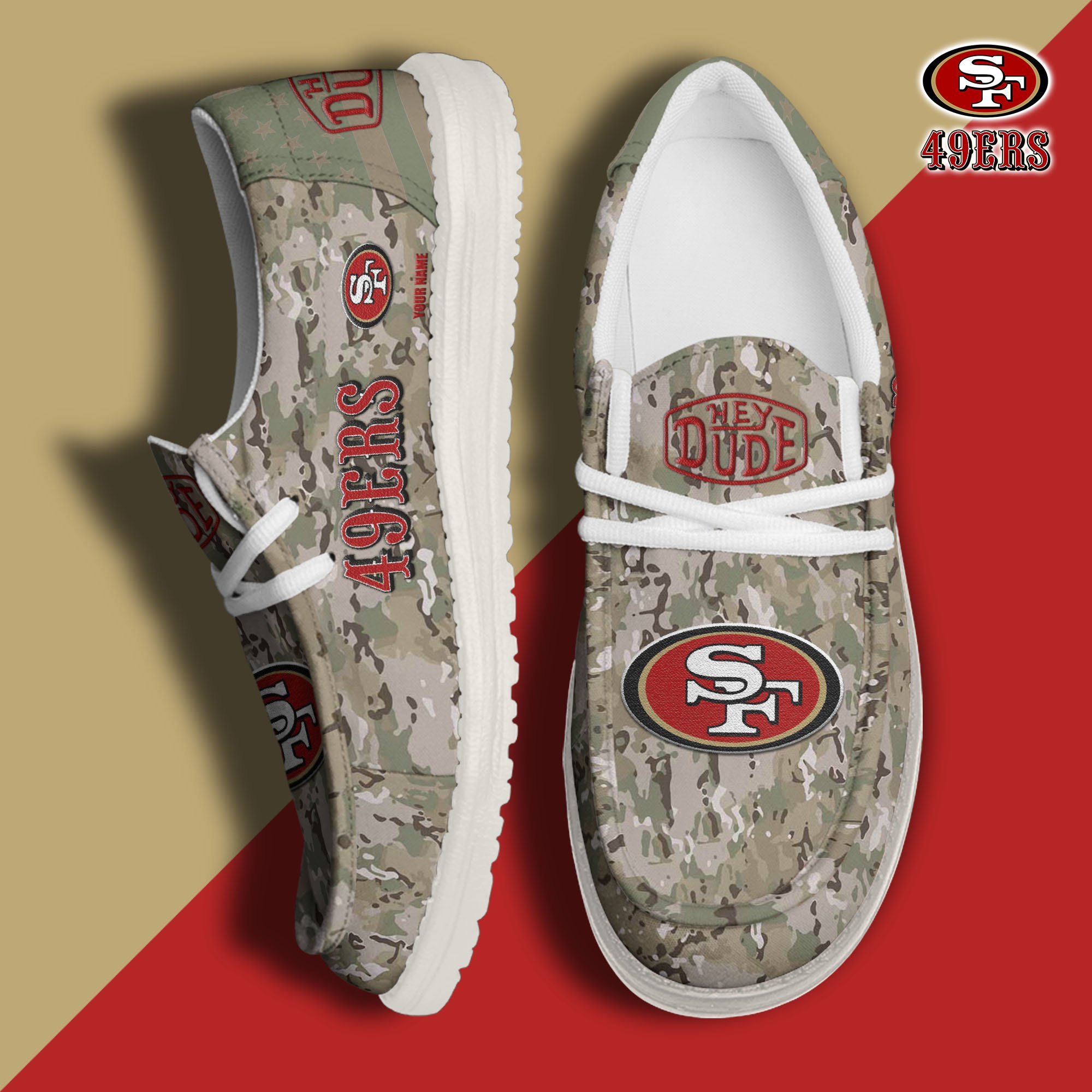 JWFancy San Francisco 49ers Hey Dude Shoes Wally Men's Lace Up Loafers Comfortable For Men And Women