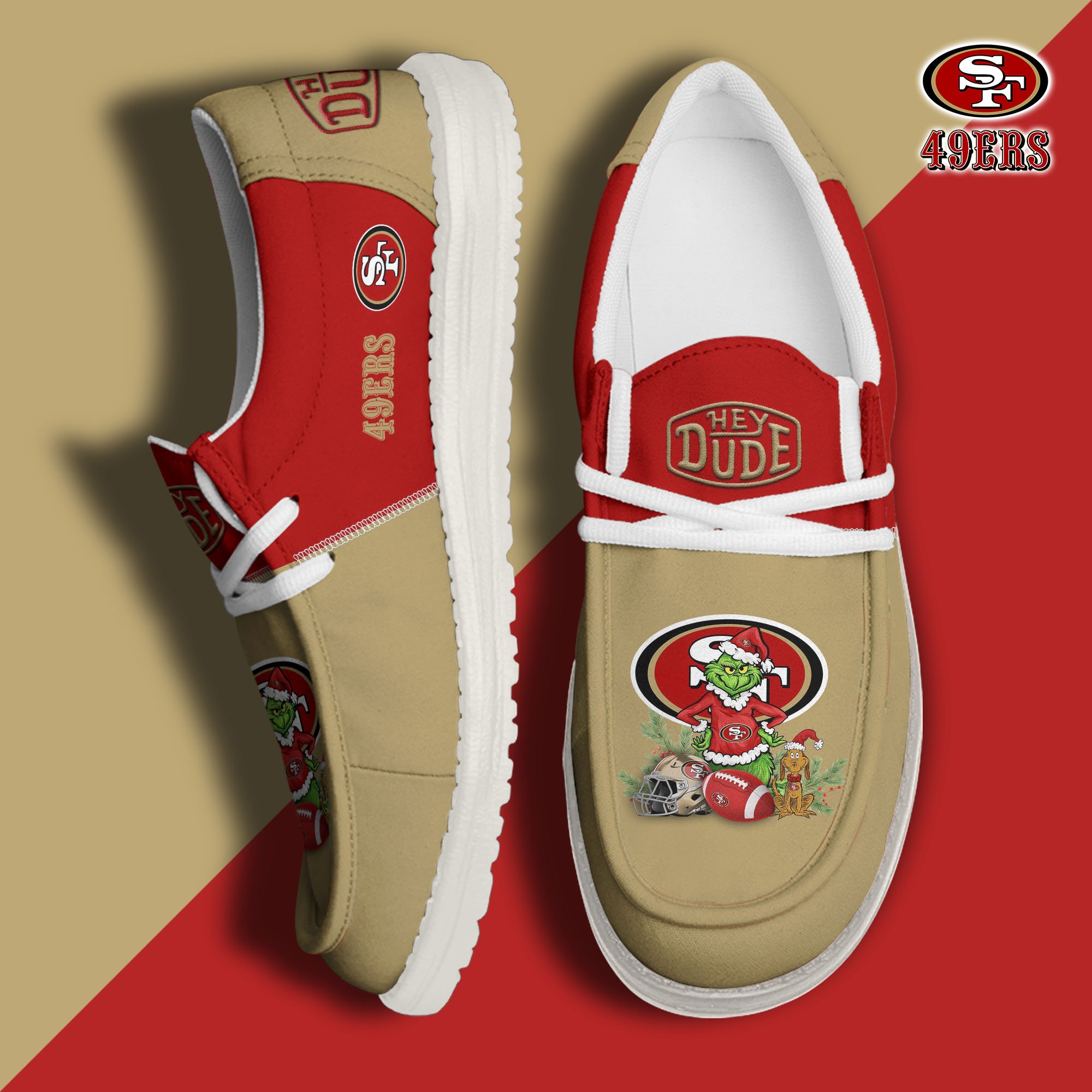 JWFancy San Francisco 49ers Hey Dude Shoes Wally Men's Lace Up Loafers Comfortable For Men And Women