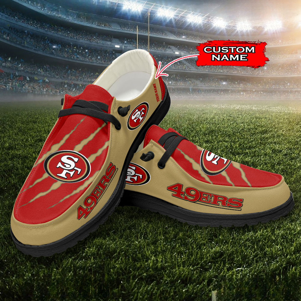JWFancy San Francisco 49ers Hey Dude Shoes Wally Men's Lace Up Loafers Comfortable For Men And Women