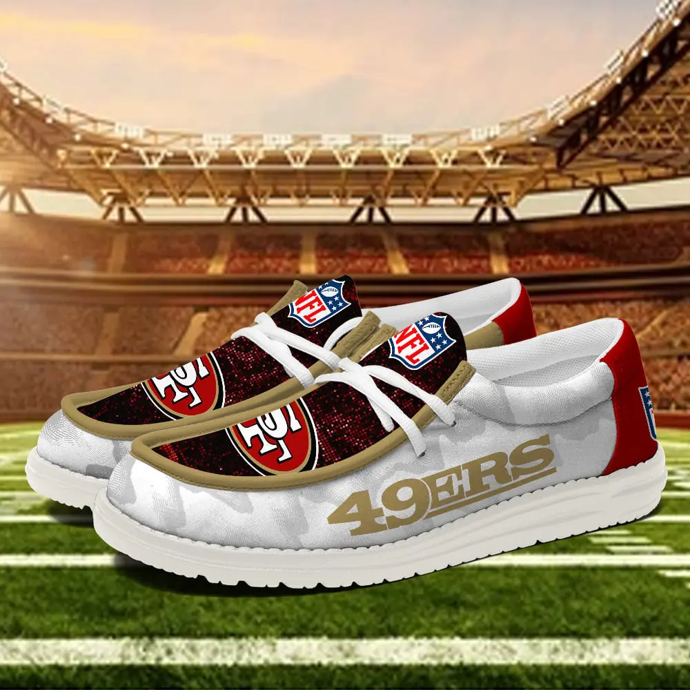 JWFancy San Francisco 49ers Hey Dude Shoes Wally Men's Lace Up Loafers Comfortable For Men And Women