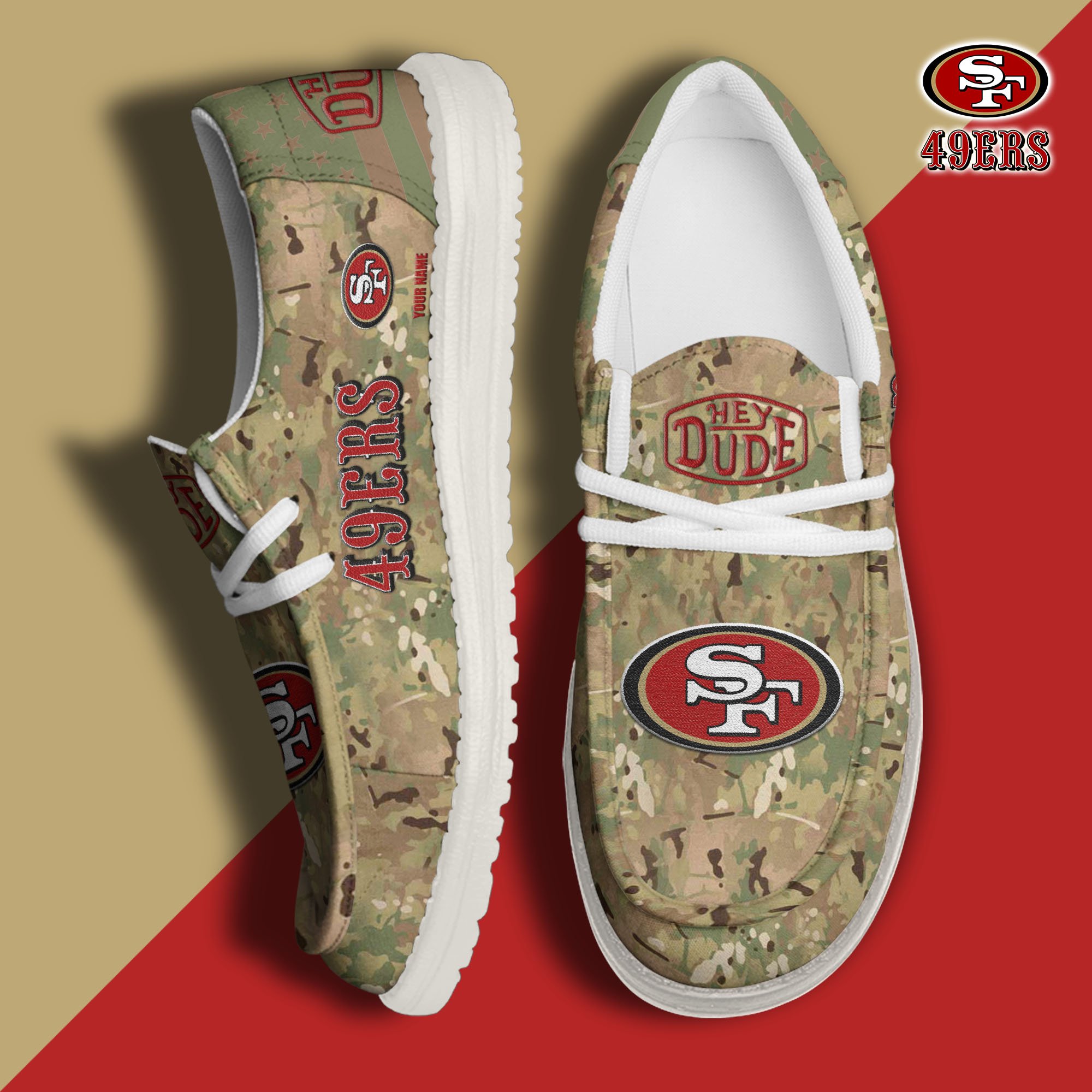 JWFancy San Francisco 49ers Hey Dude Shoes Wally Men's Lace Up Loafers Comfortable For Men And Women
